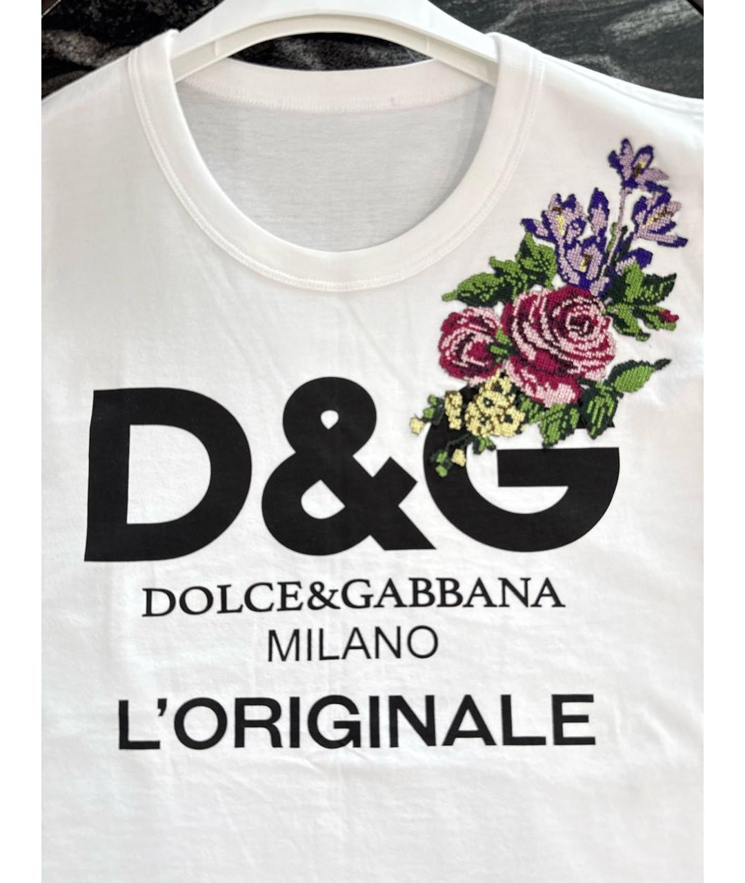 DOLCE&GABBANA Белая хлопковая футболка, фото 3