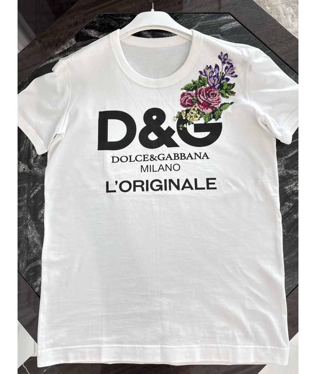 DOLCE&GABBANA Белая хлопковая футболка, фото 4