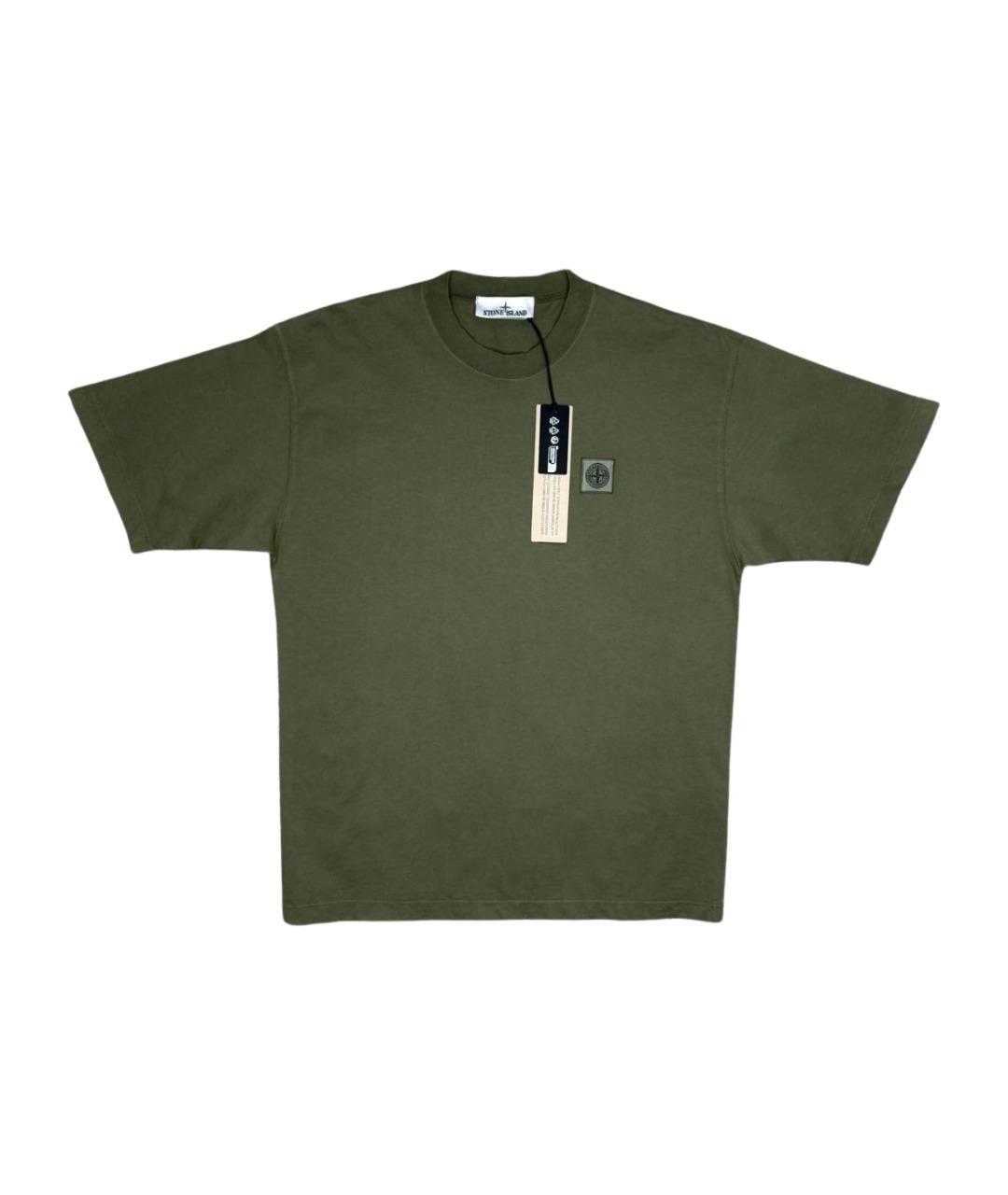 STONE ISLAND Хаки хлопковая футболка, фото 1