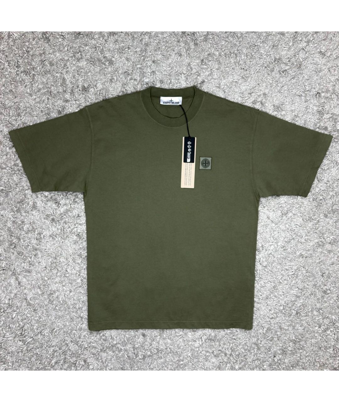 STONE ISLAND Хаки хлопковая футболка, фото 6