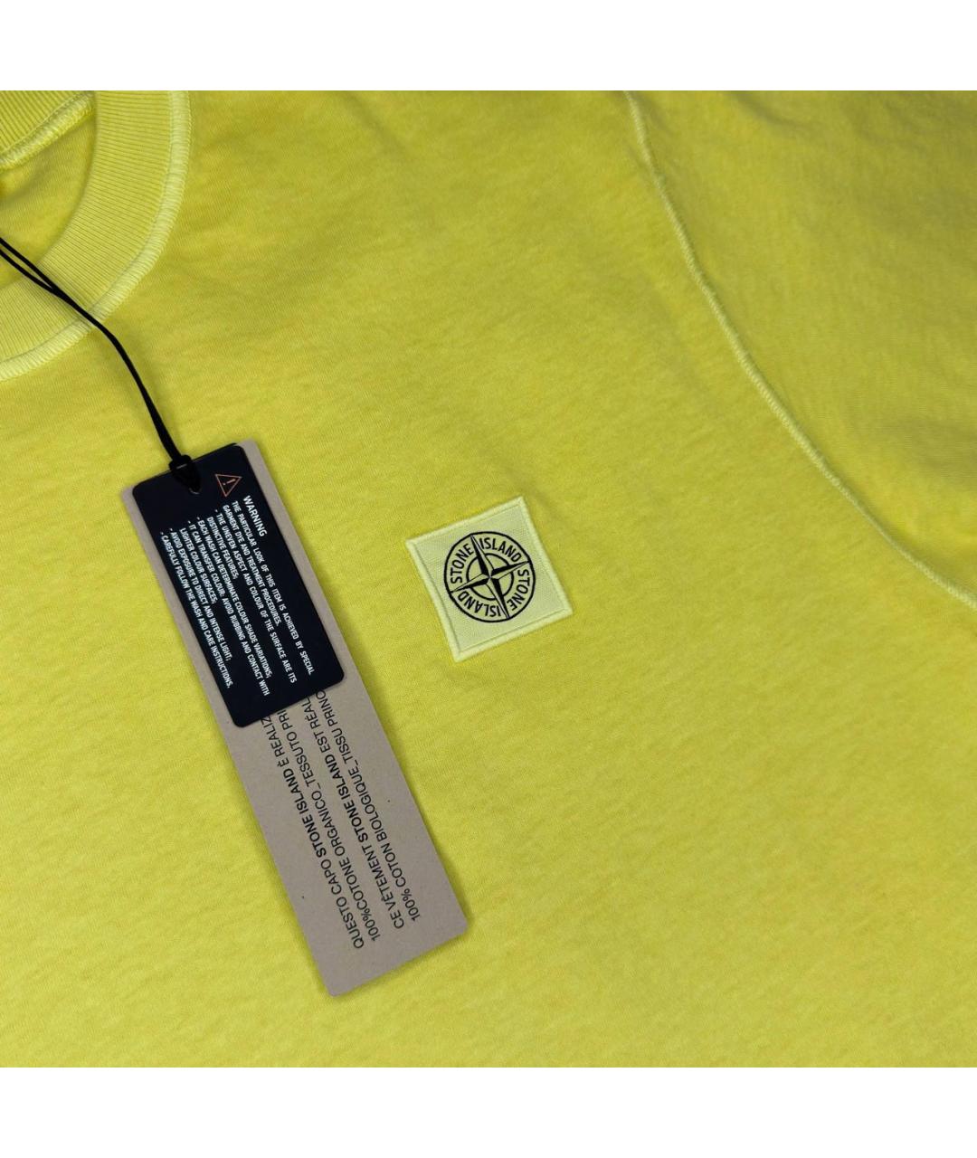 STONE ISLAND Желтая хлопковая футболка, фото 4