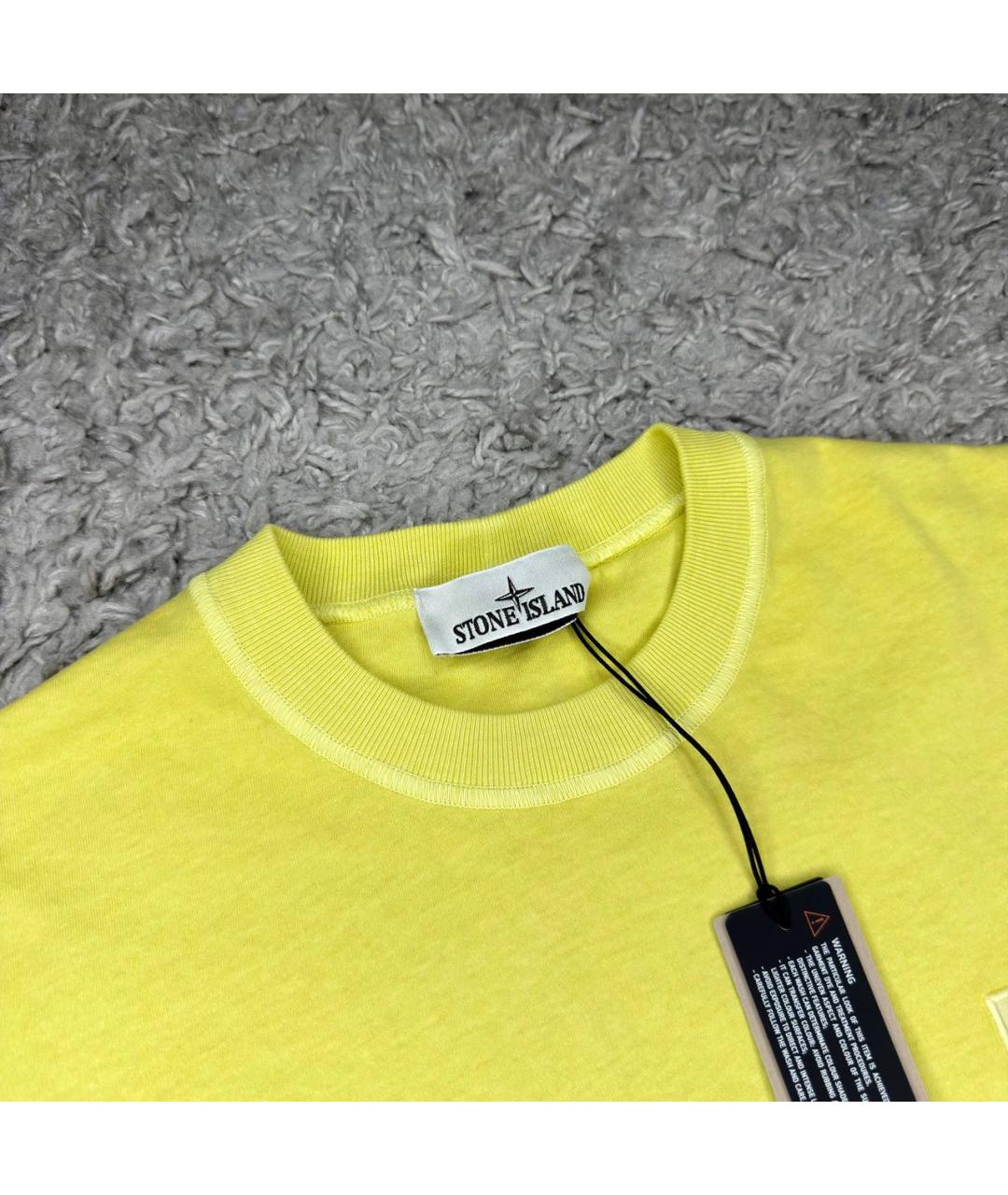 STONE ISLAND Желтая хлопковая футболка, фото 2