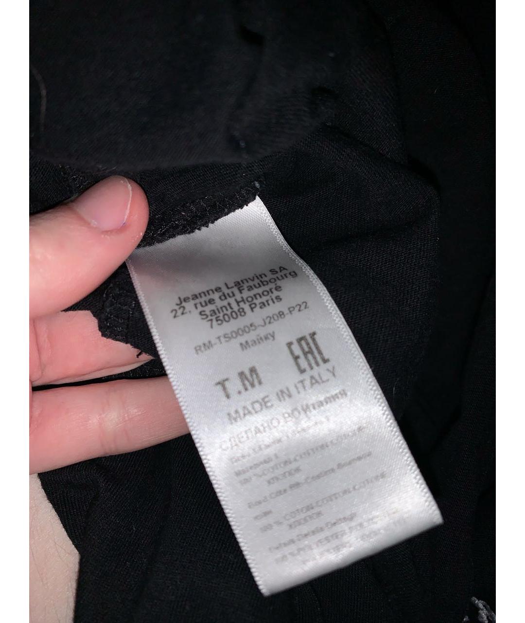 LANVIN Черная хлопковая футболка, фото 2