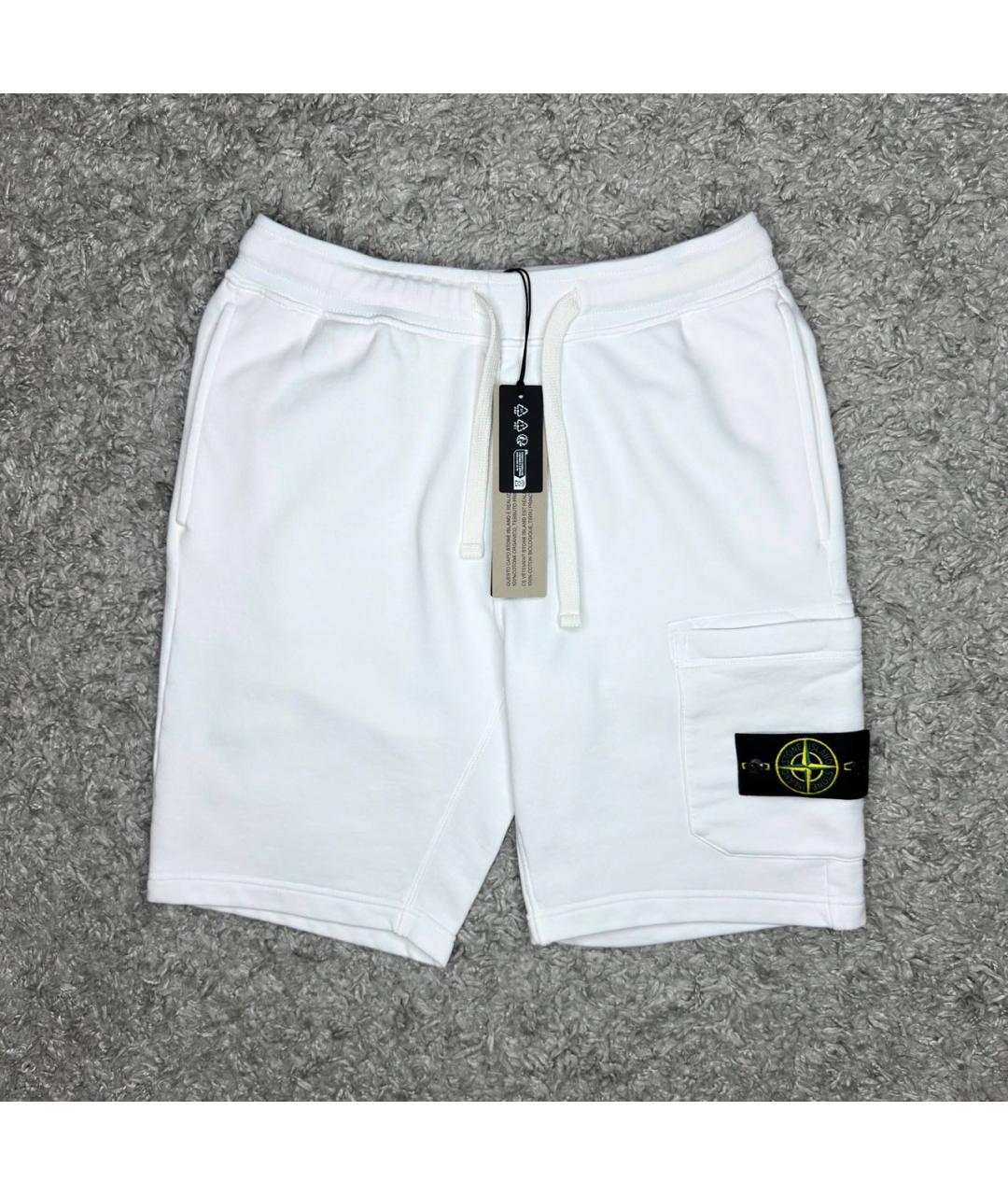 STONE ISLAND Белые хлопковые шорты, фото 3