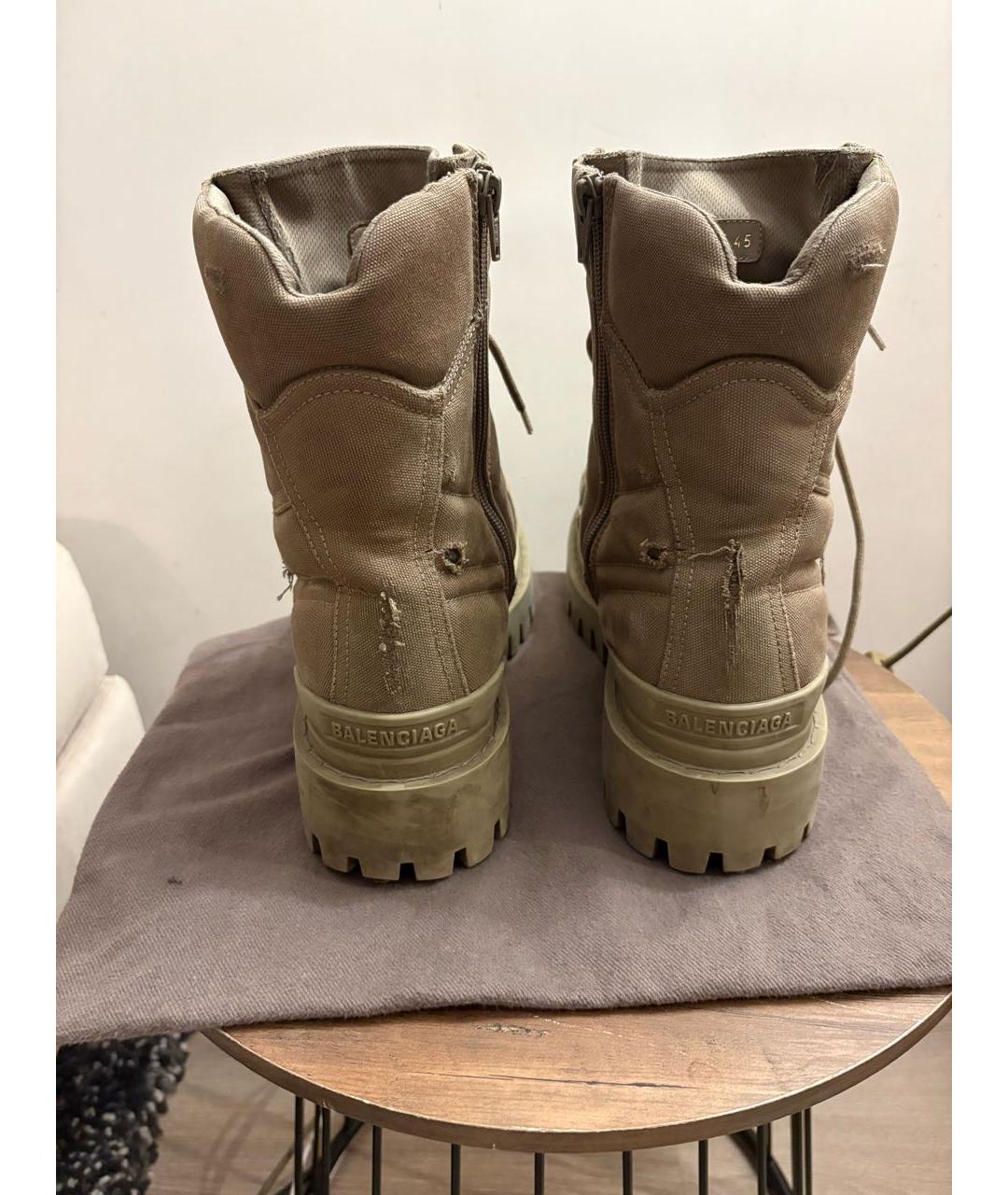 BALENCIAGA Бежевые текстильные низкие кроссовки / кеды, фото 4