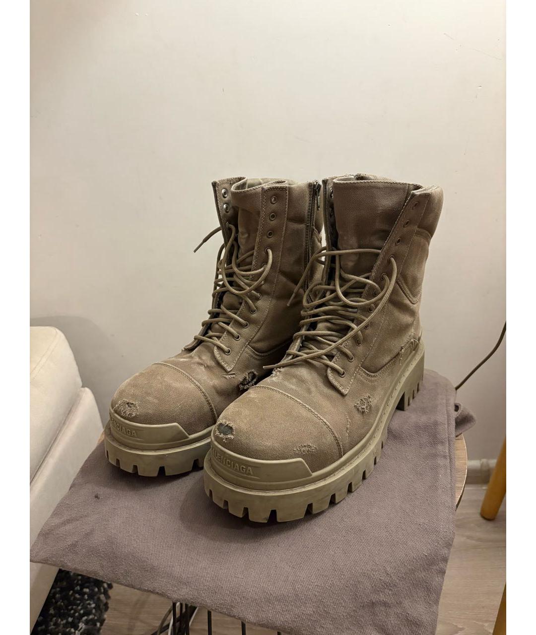 BALENCIAGA Бежевые текстильные низкие кроссовки / кеды, фото 2