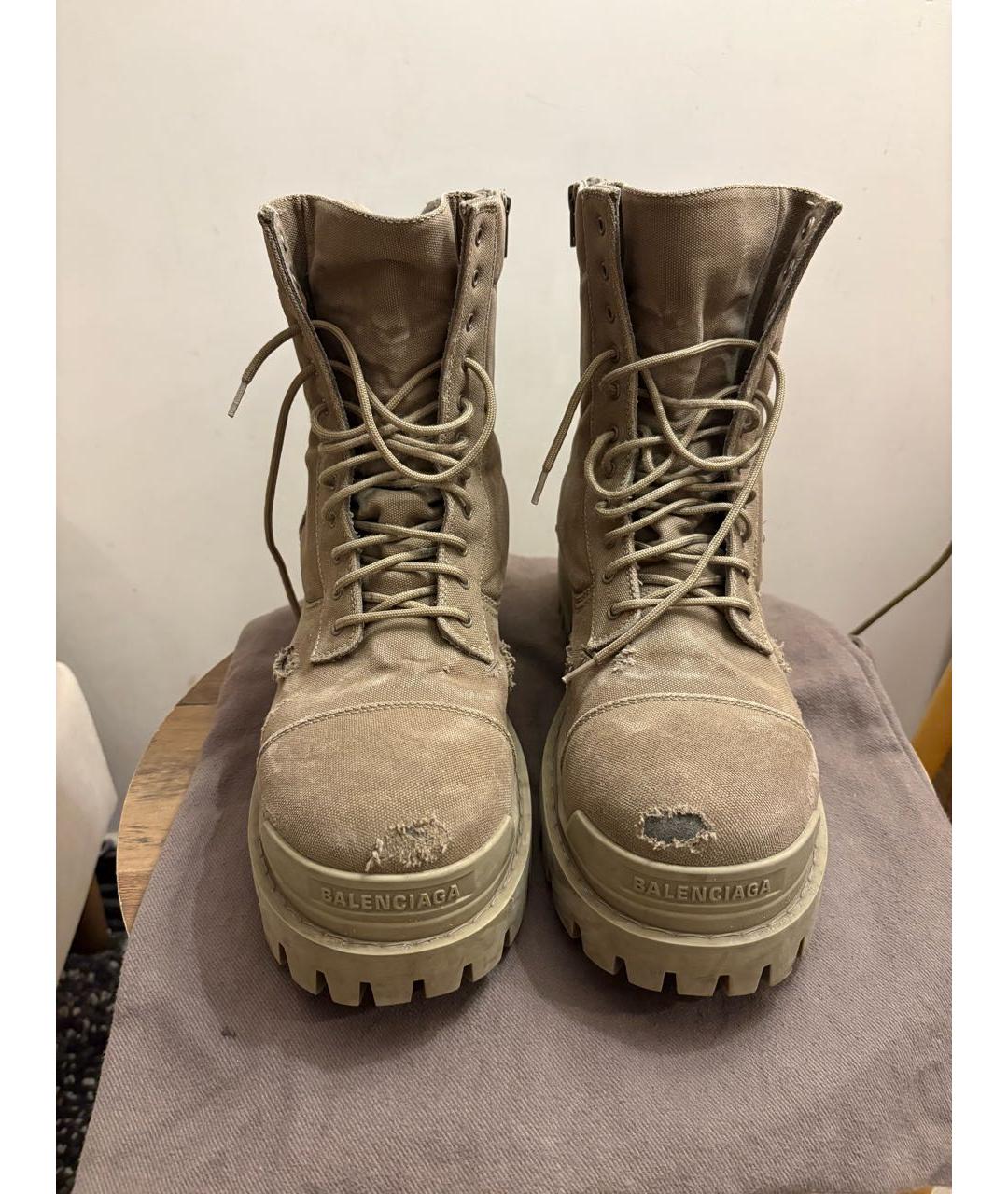 BALENCIAGA Бежевые текстильные низкие кроссовки / кеды, фото 3