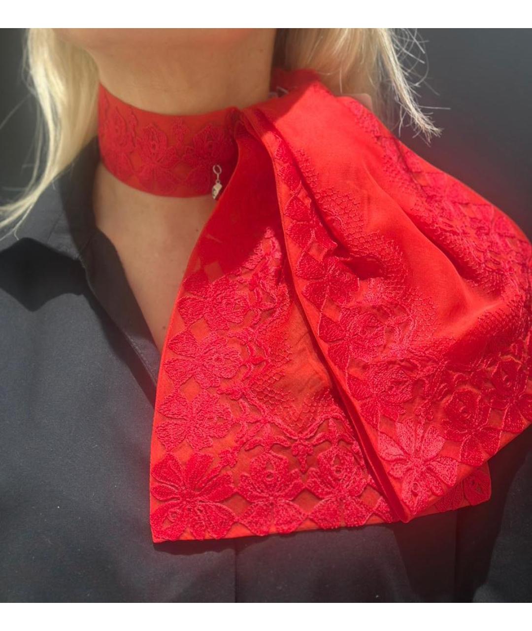 CHRISTIAN DIOR Красный шелковый воротник, фото 5