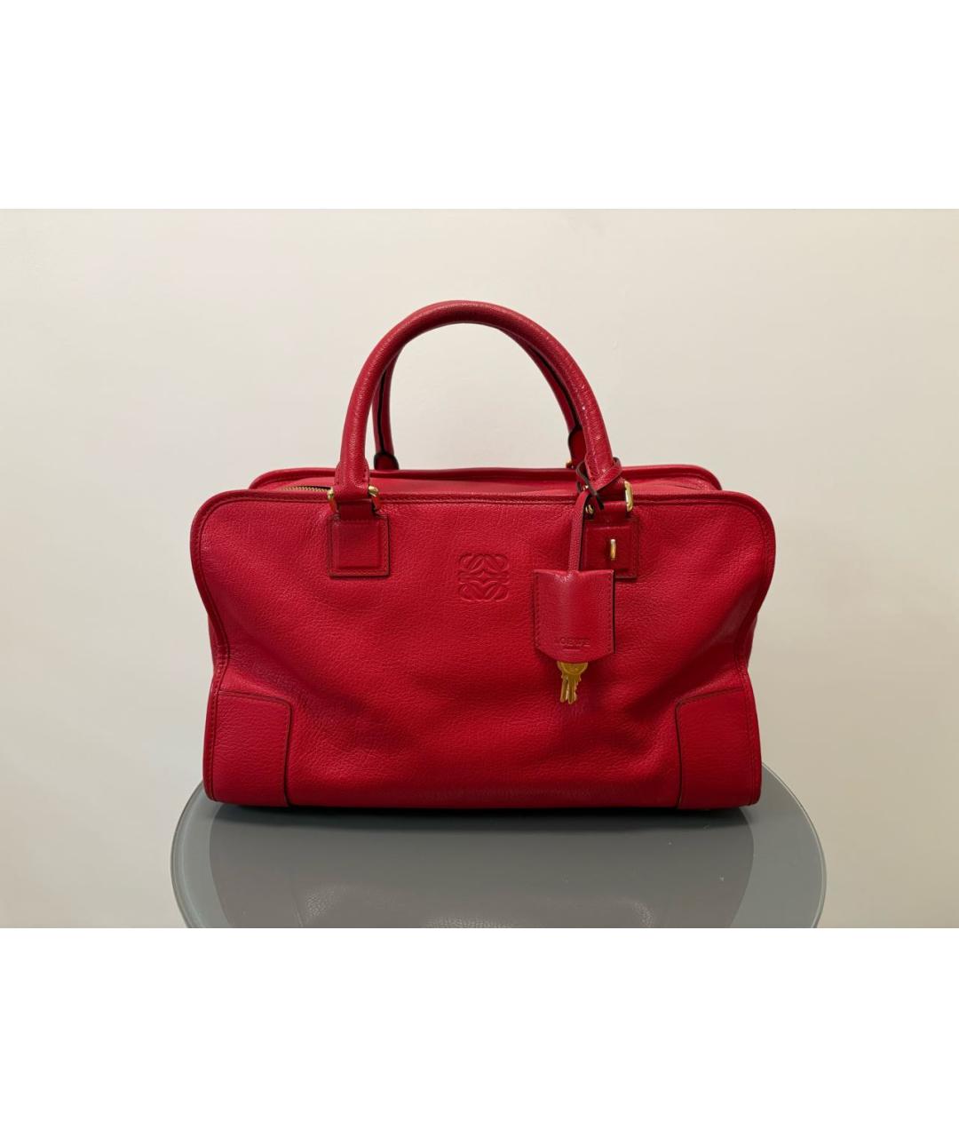 LOEWE Красная кожаная сумка тоут, фото 9