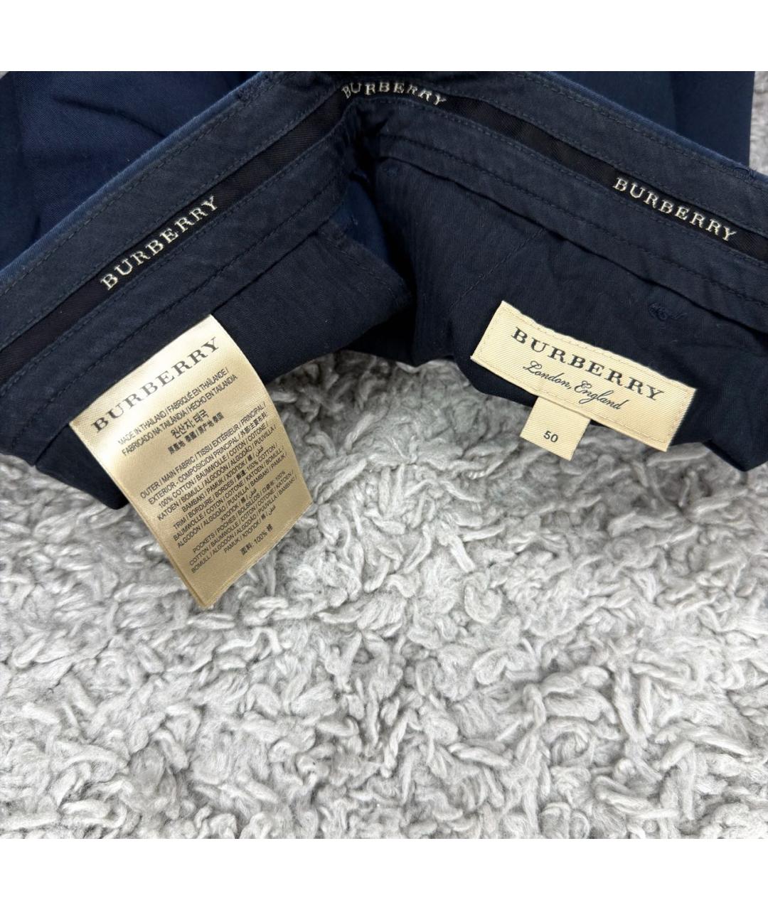 BURBERRY Темно-синие хлопковые шорты, фото 4