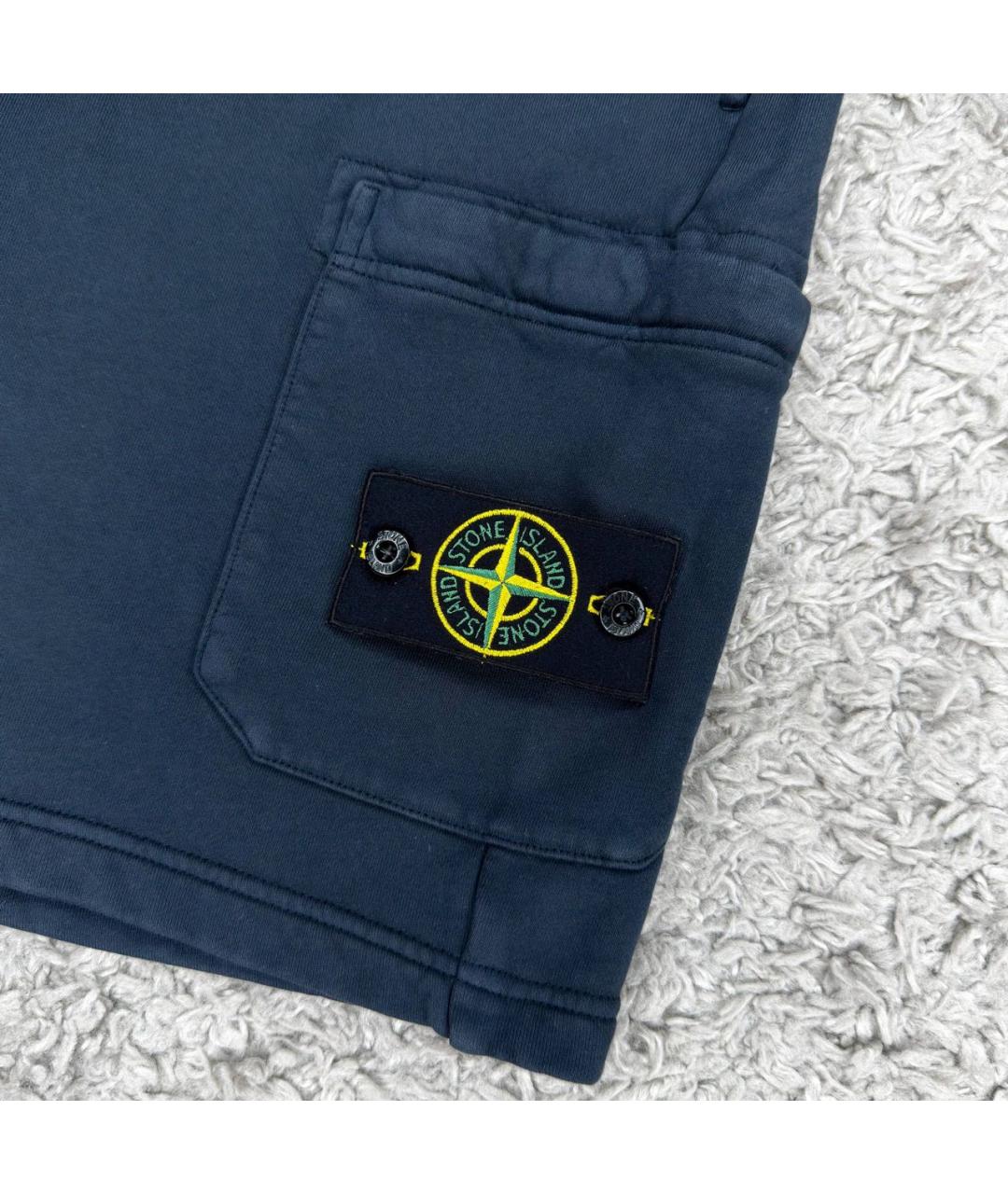 STONE ISLAND Темно-синие хлопковые шорты, фото 3