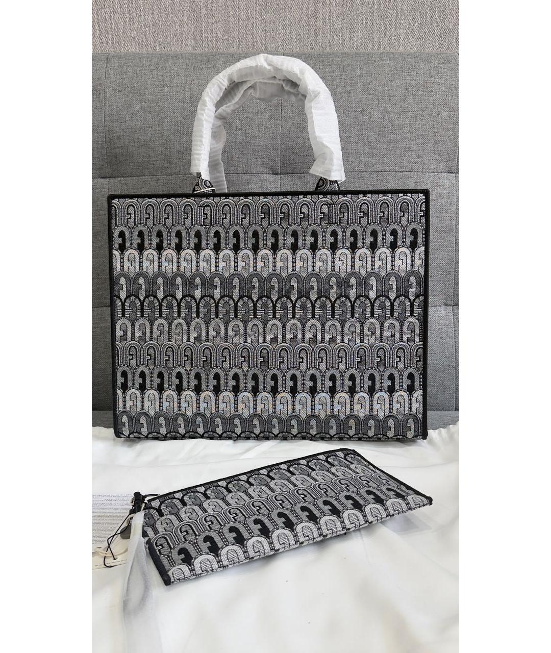 FURLA Серая жаккардовая сумка тоут, фото 2