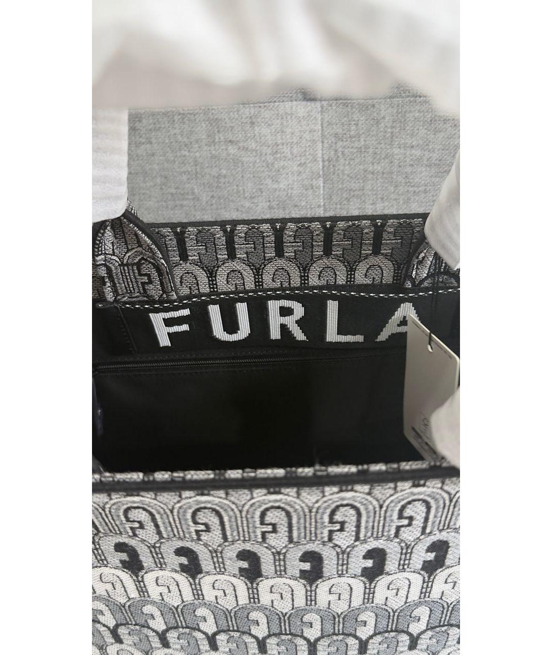 FURLA Серая жаккардовая сумка тоут, фото 4