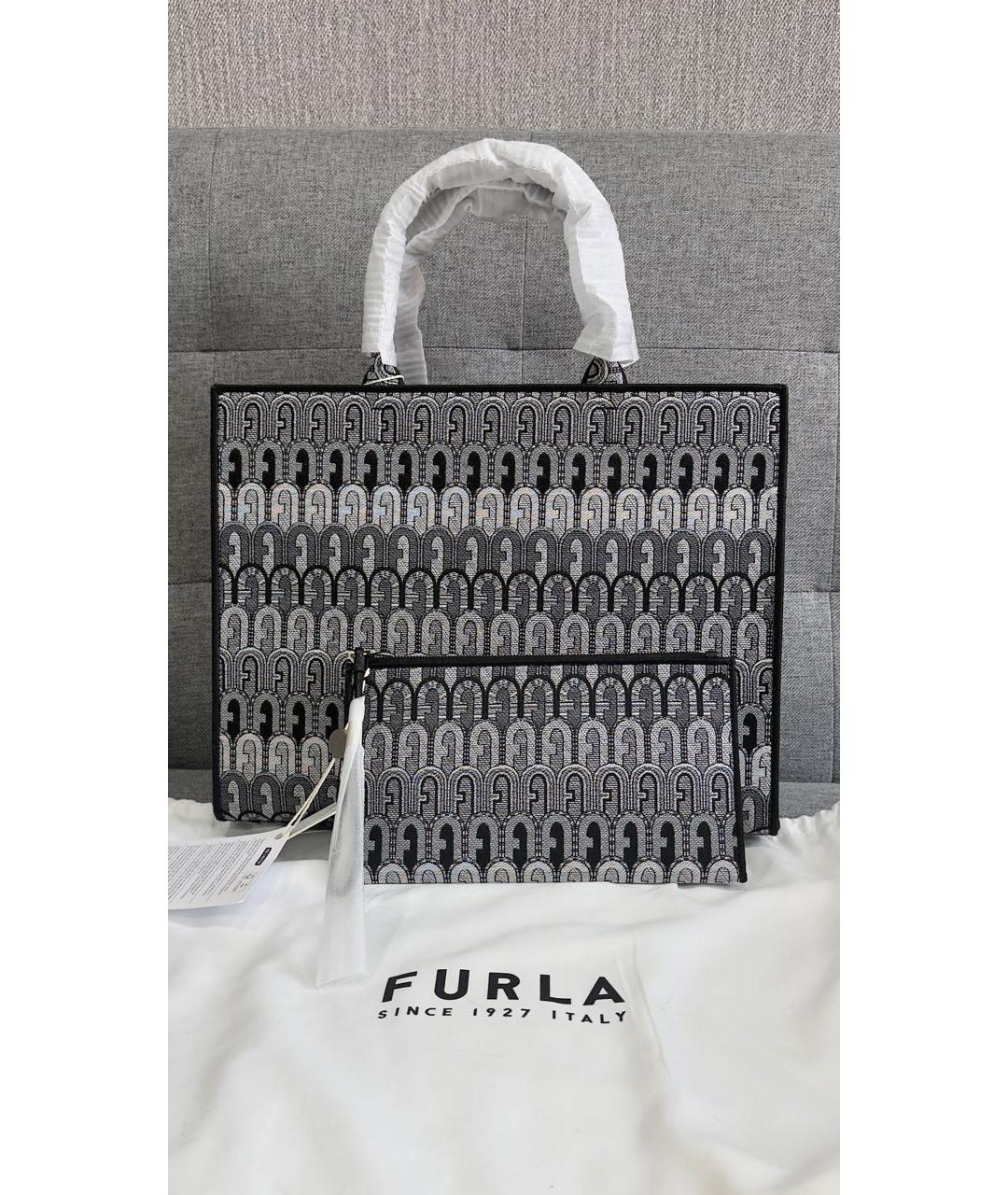 FURLA Серая жаккардовая сумка тоут, фото 5