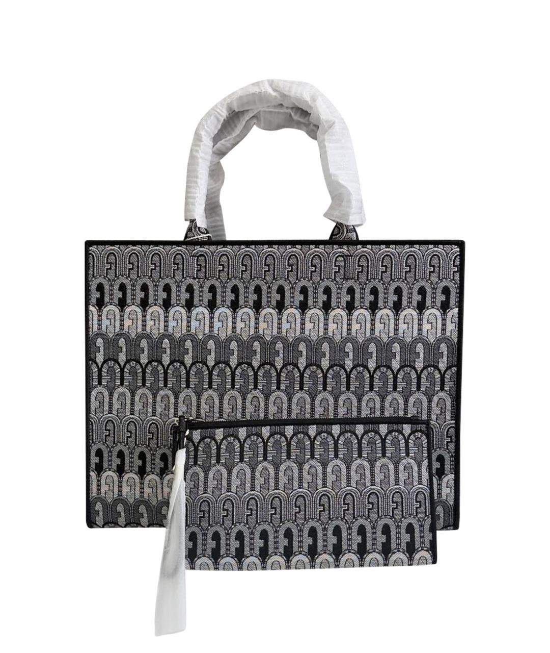 FURLA Серая жаккардовая сумка тоут, фото 1