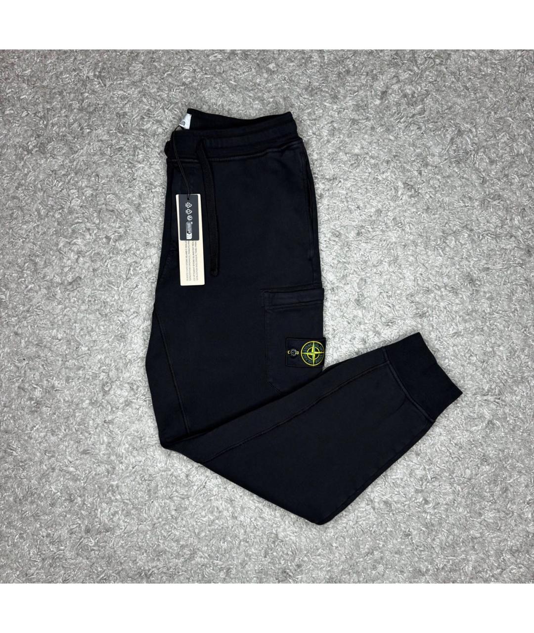 STONE ISLAND Черные хлопковые повседневные брюки, фото 2