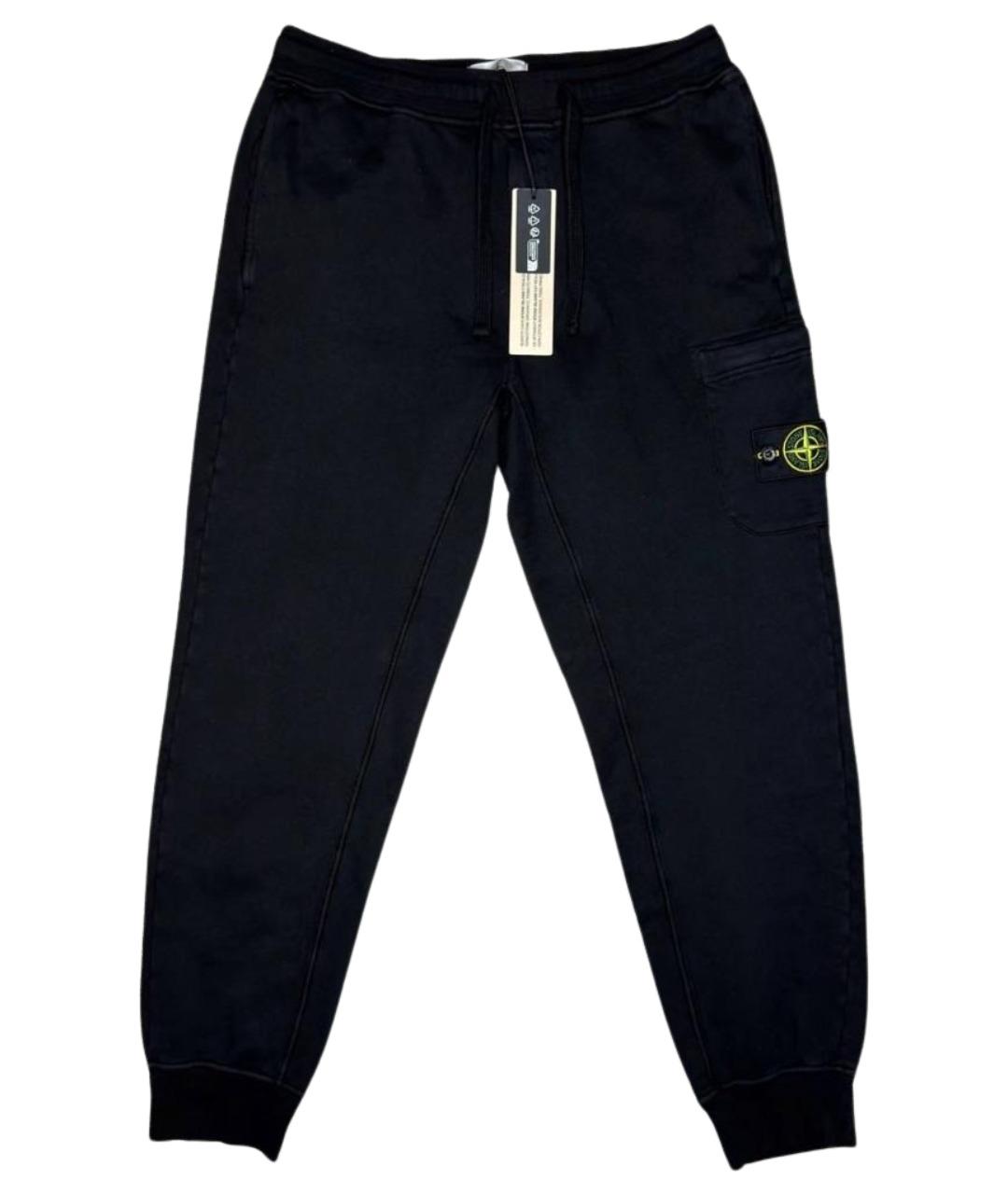 STONE ISLAND Черные хлопковые повседневные брюки, фото 1