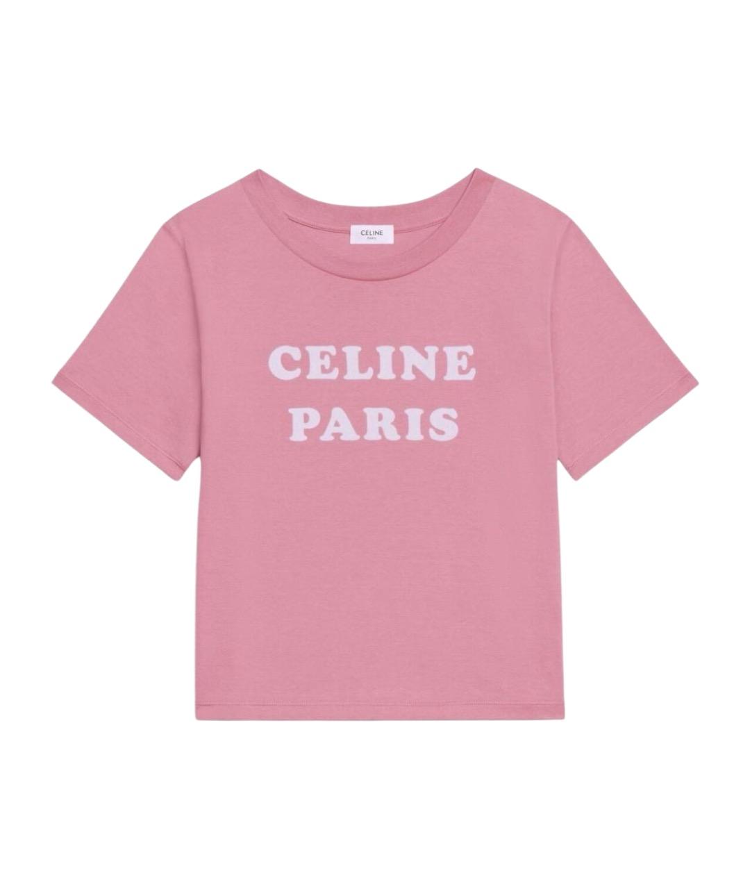 CELINE Розовая хлопковая футболка, фото 1