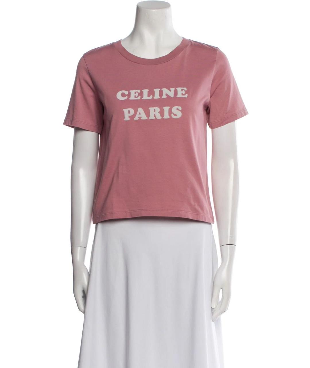 CELINE Розовая хлопковая футболка, фото 2