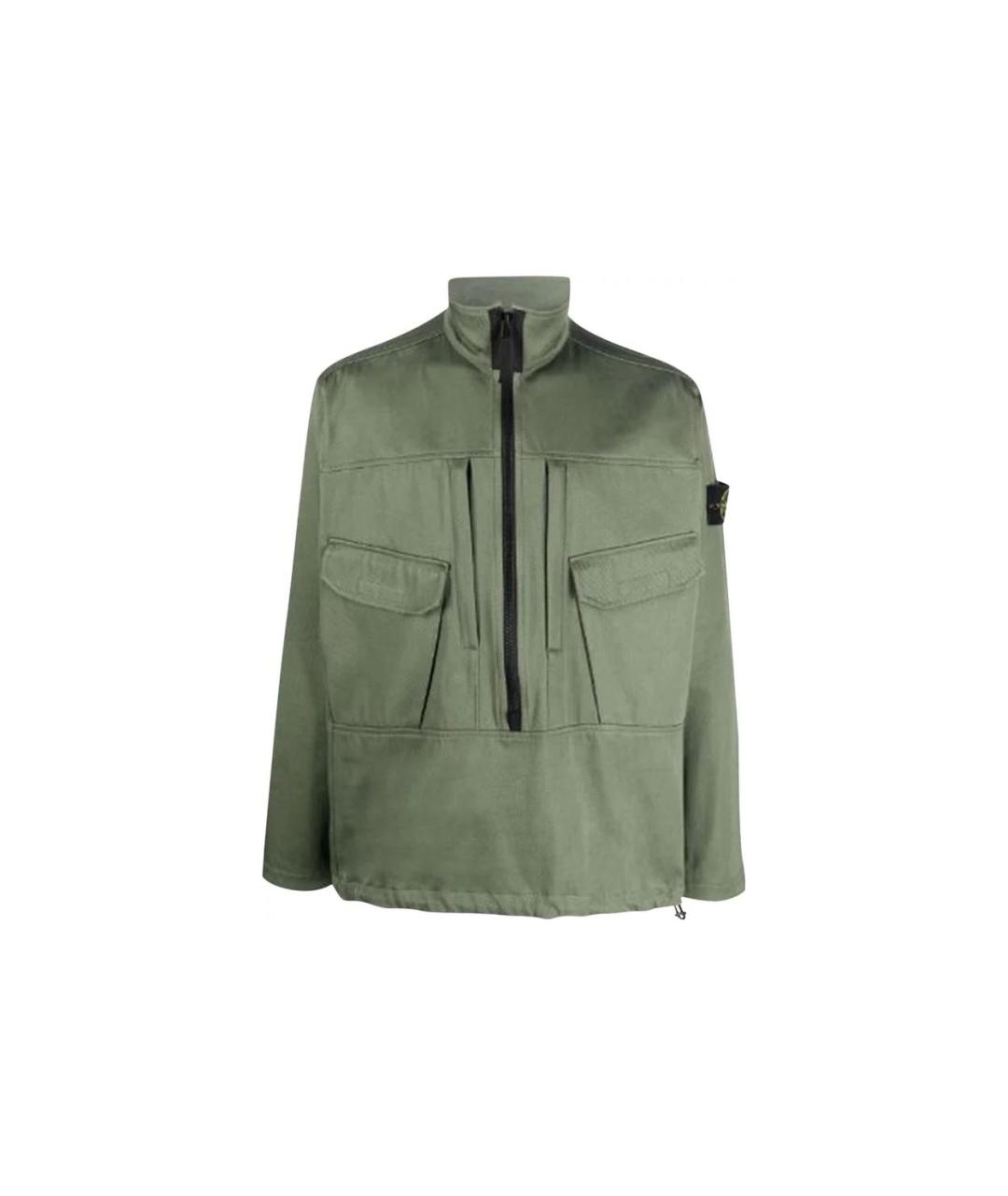 STONE ISLAND Зеленая хлопко-эластановая куртка, фото 6