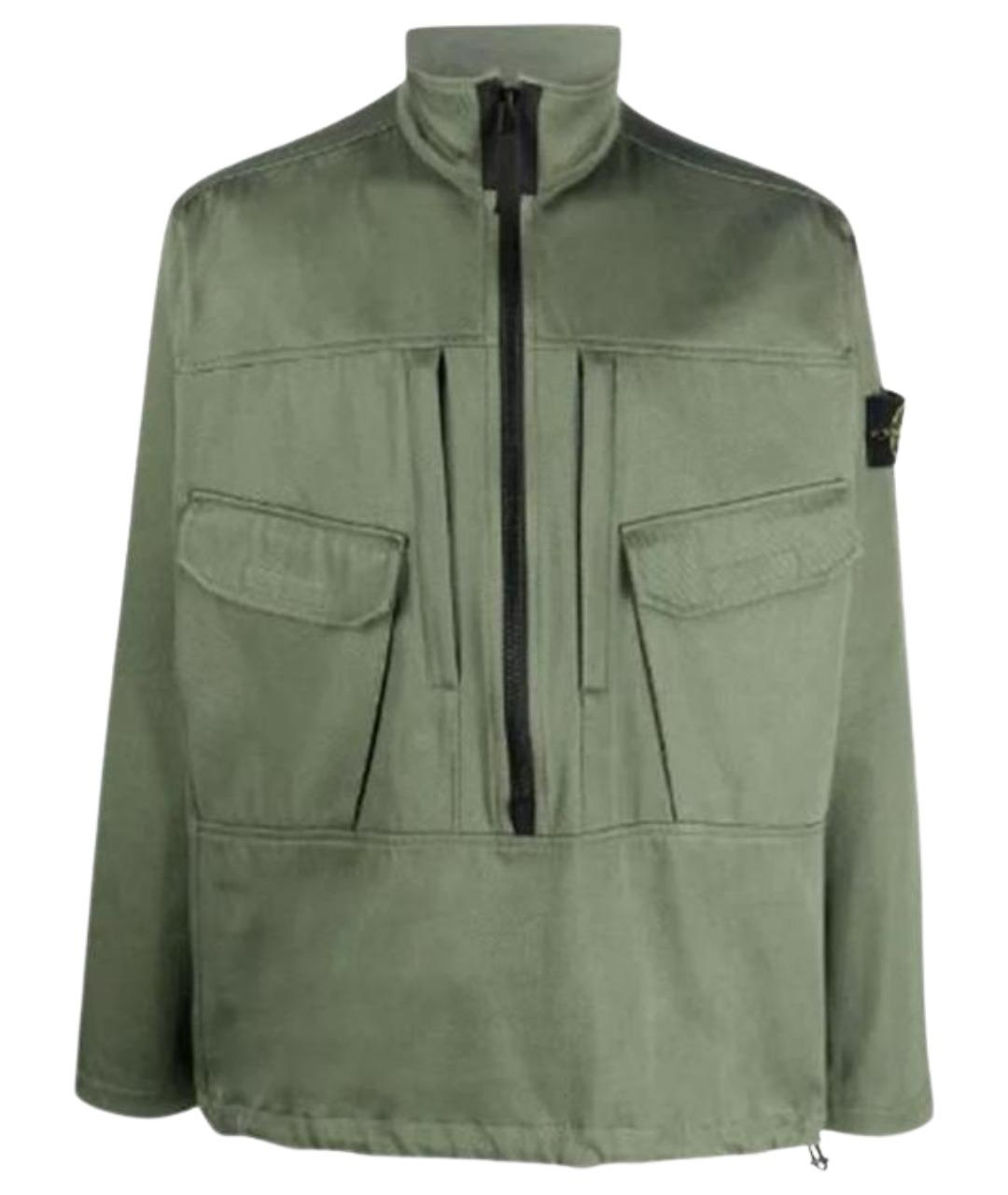 STONE ISLAND Зеленая хлопко-эластановая куртка, фото 1