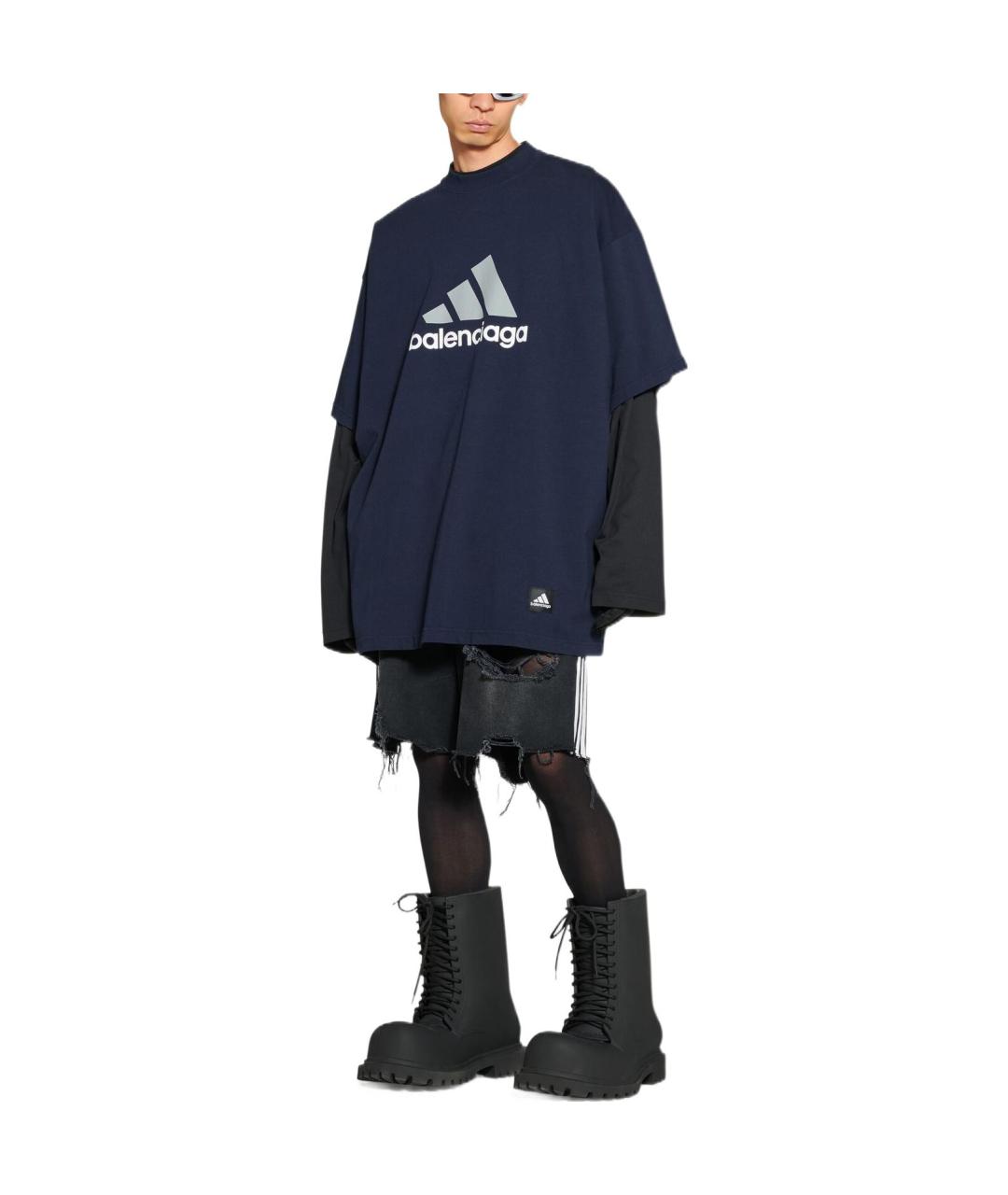 BALENCIAGA Темно-синяя футболка, фото 3