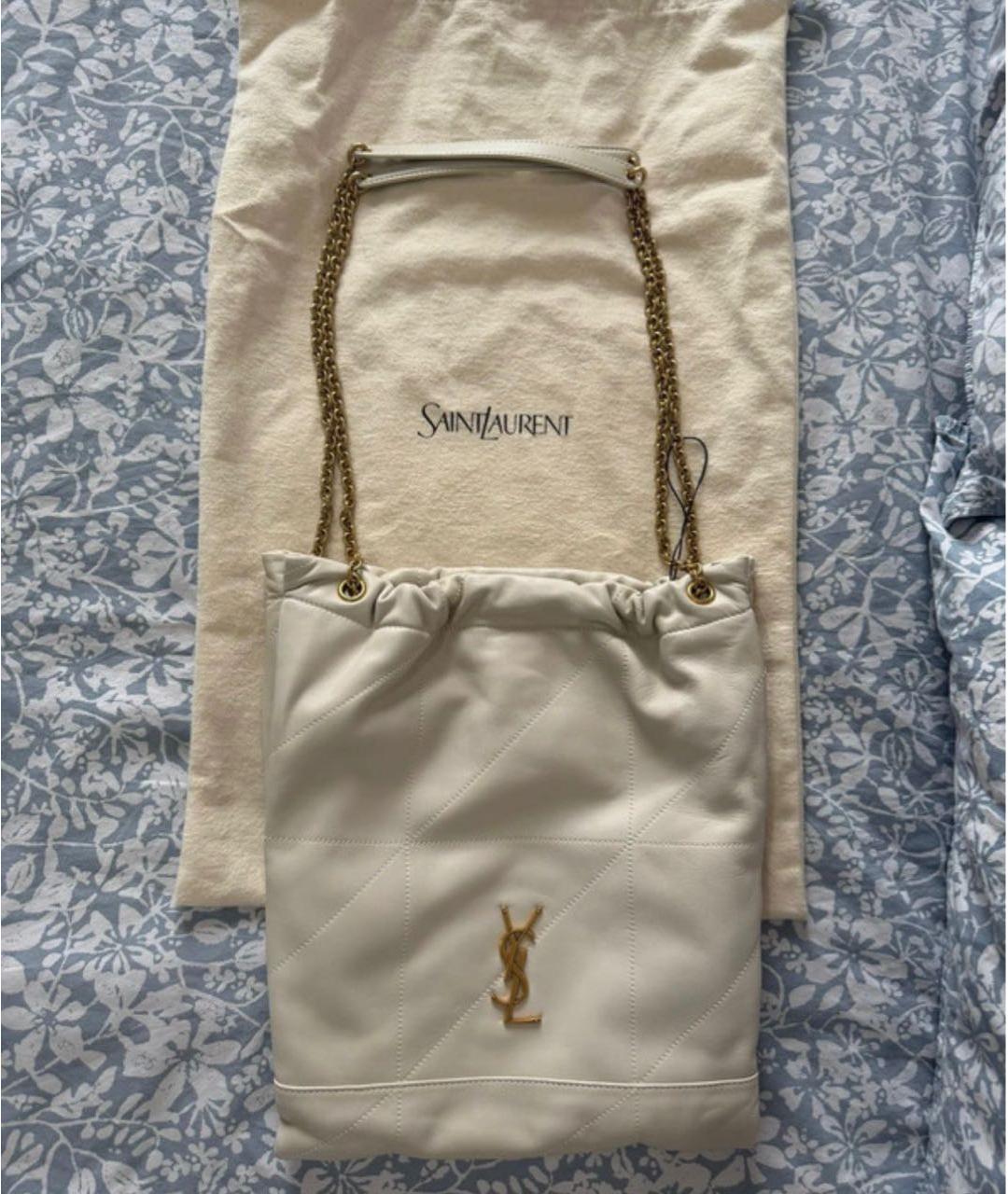 SAINT LAURENT Бежевая кожаная сумка через плечо, фото 3