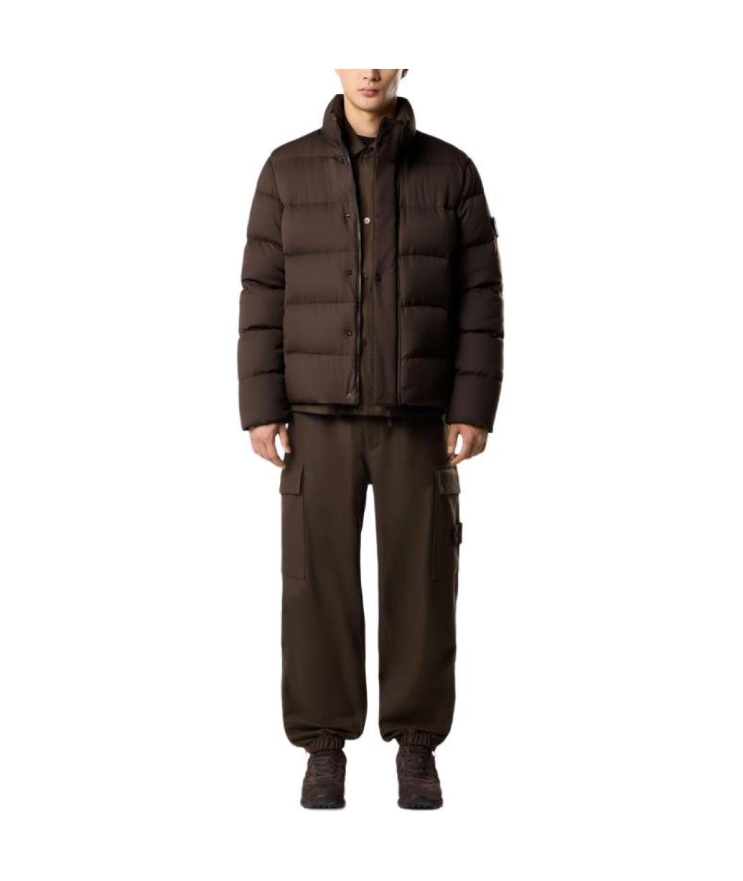 STONE ISLAND Коричневый пуховик, фото 3
