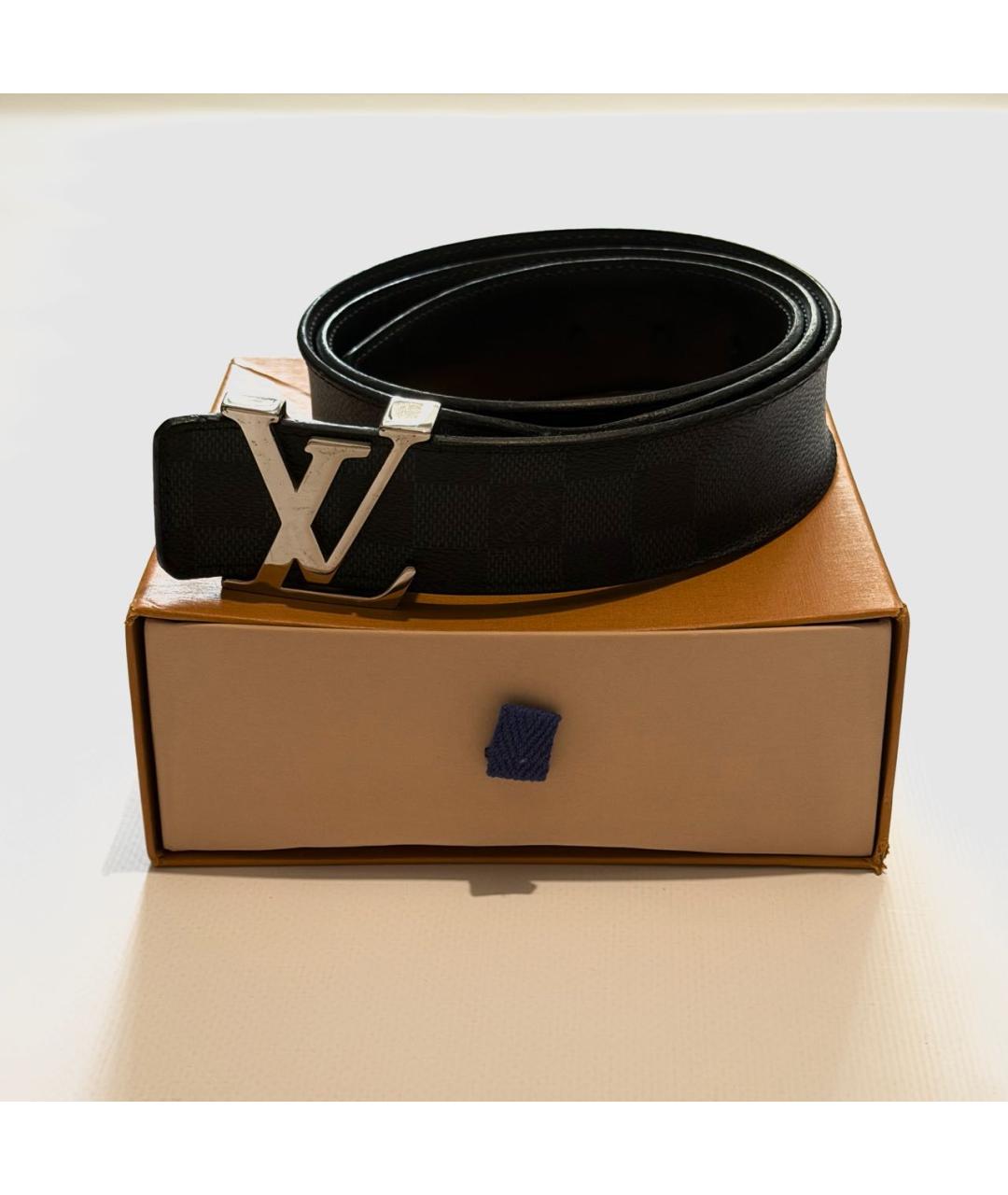 LOUIS VUITTON Черный кожаный ремень, фото 5