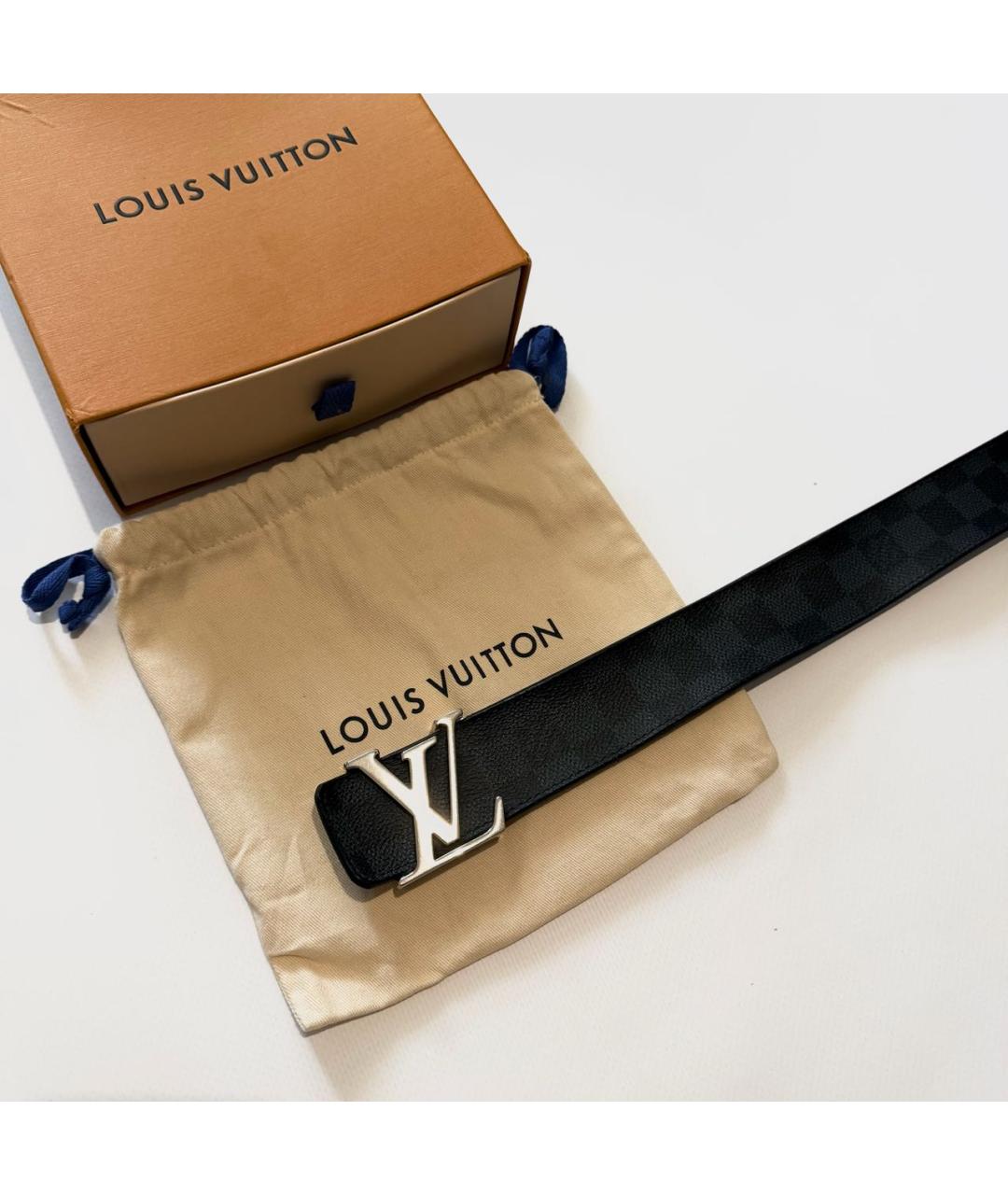 LOUIS VUITTON Черный кожаный ремень, фото 2