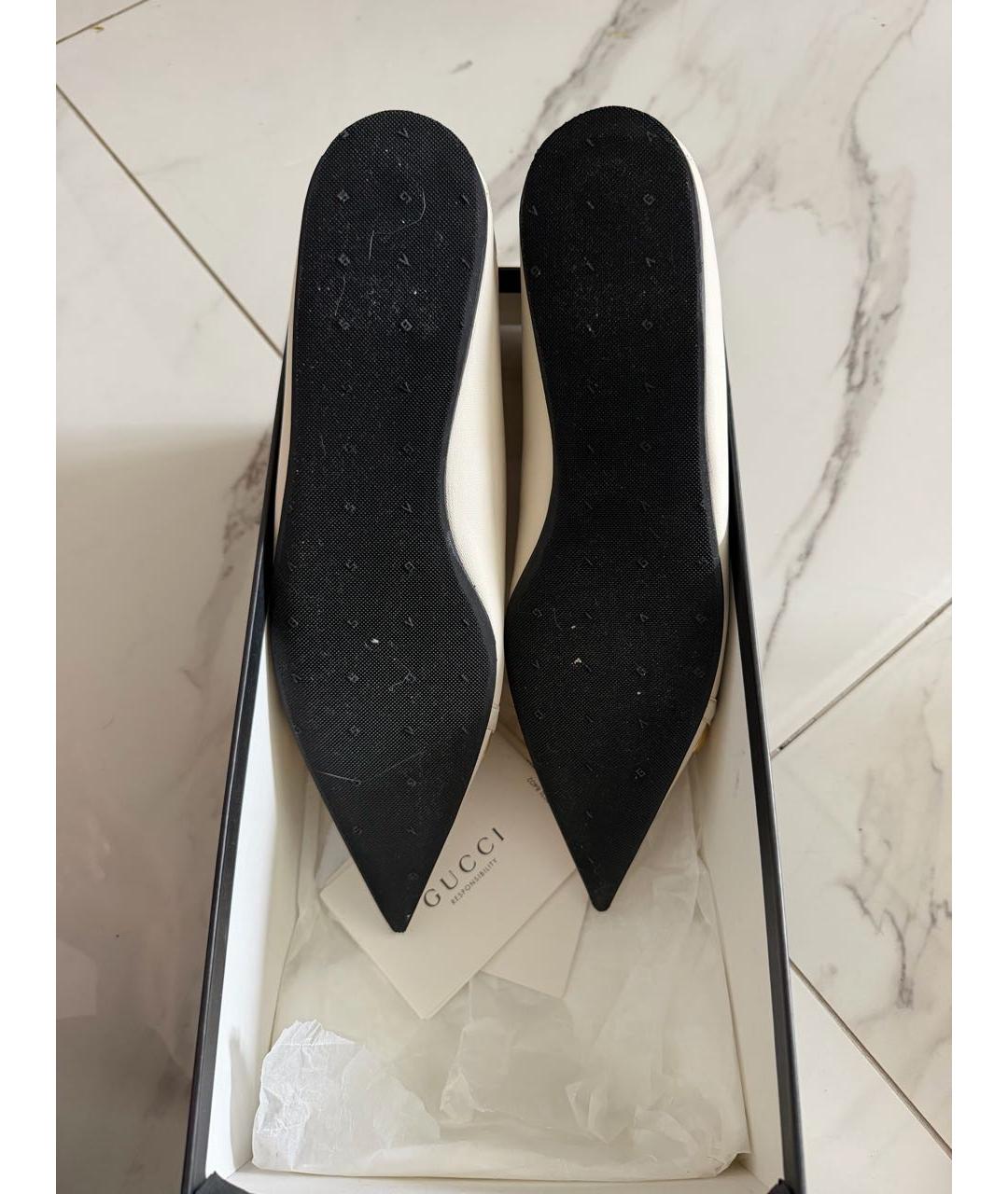 GUCCI Бежевые кожаные балетки, фото 8