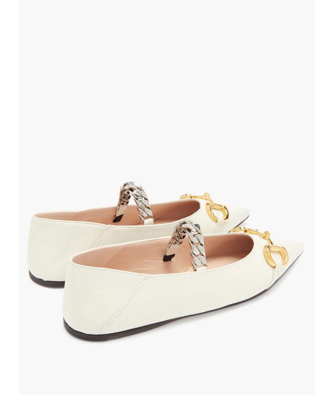 GUCCI Бежевые кожаные балетки, фото 3