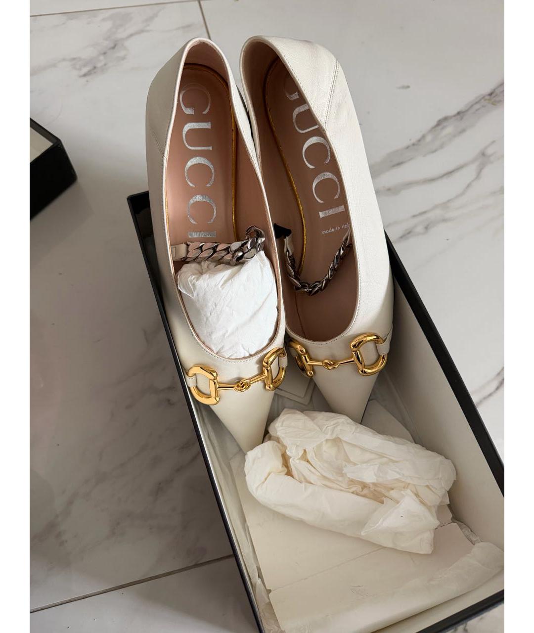 GUCCI Бежевые кожаные балетки, фото 7