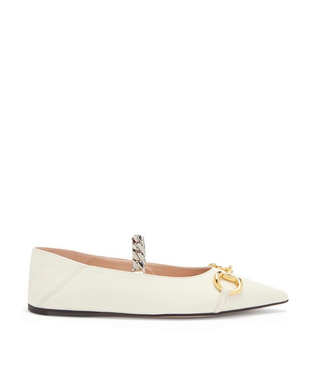GUCCI Бежевые кожаные балетки, фото 9