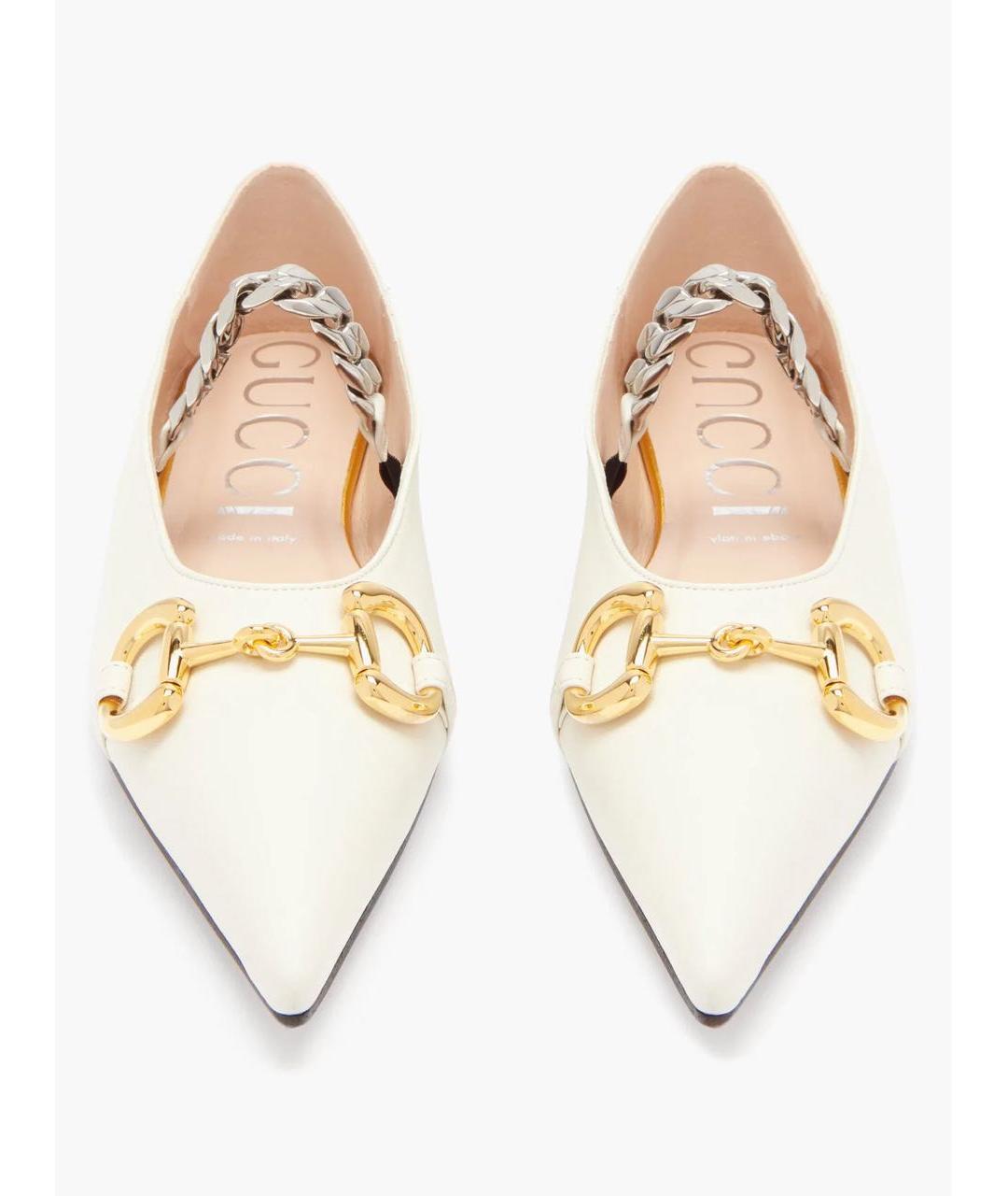 GUCCI Бежевые кожаные балетки, фото 2