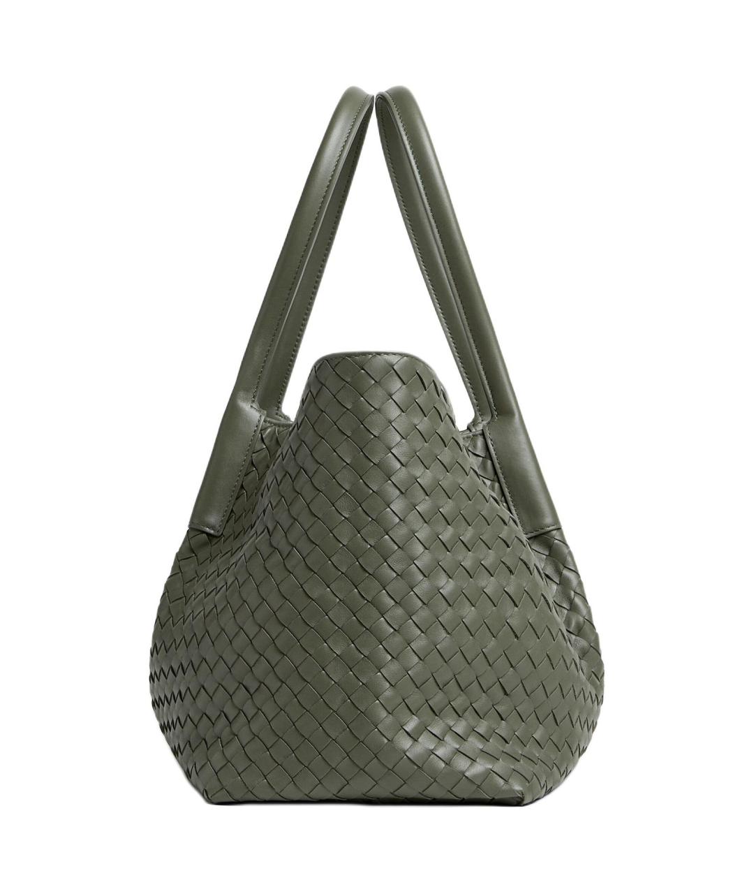 BOTTEGA VENETA Хаки кожаная сумка тоут, фото 2