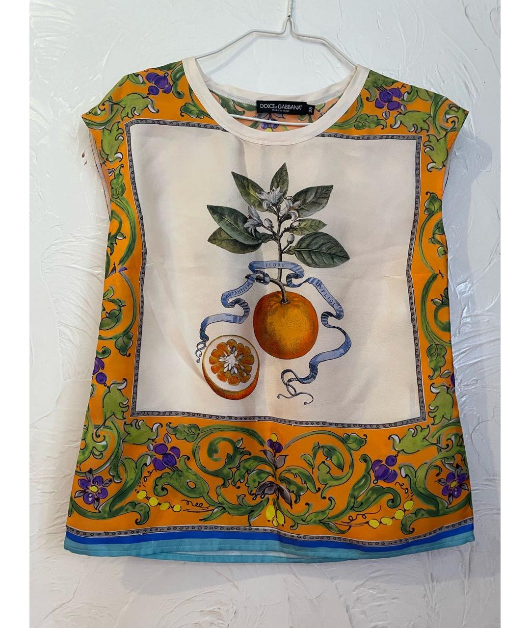 DOLCE&GABBANA Мульти шелковая майка, фото 4