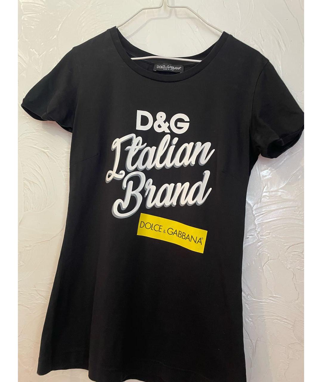 DOLCE&GABBANA Черная хлопковая футболка, фото 4