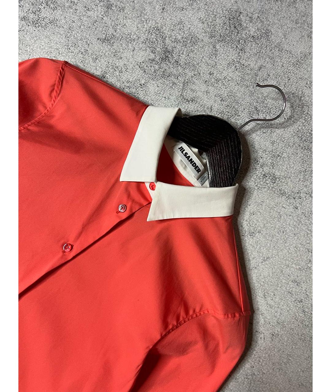 JIL SANDER Красная хлопко-эластановая рубашка, фото 3
