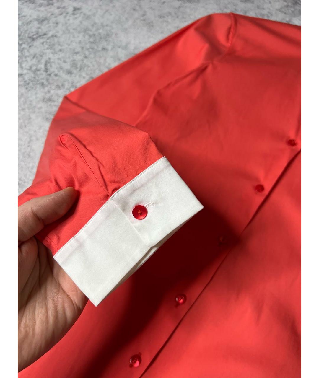 JIL SANDER Красная хлопко-эластановая рубашка, фото 5