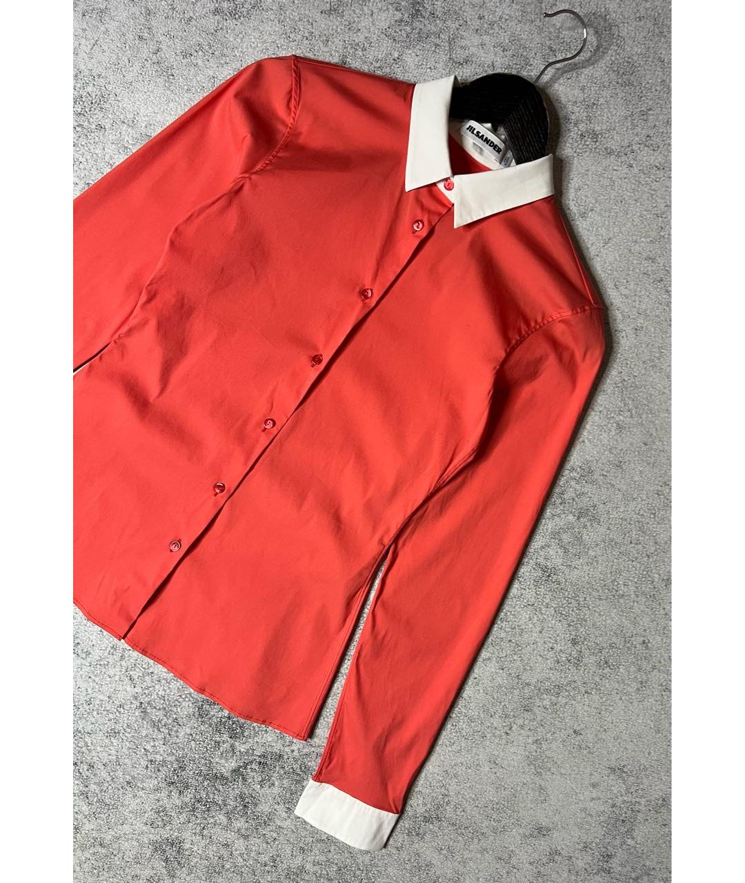 JIL SANDER Красная хлопко-эластановая рубашка, фото 2