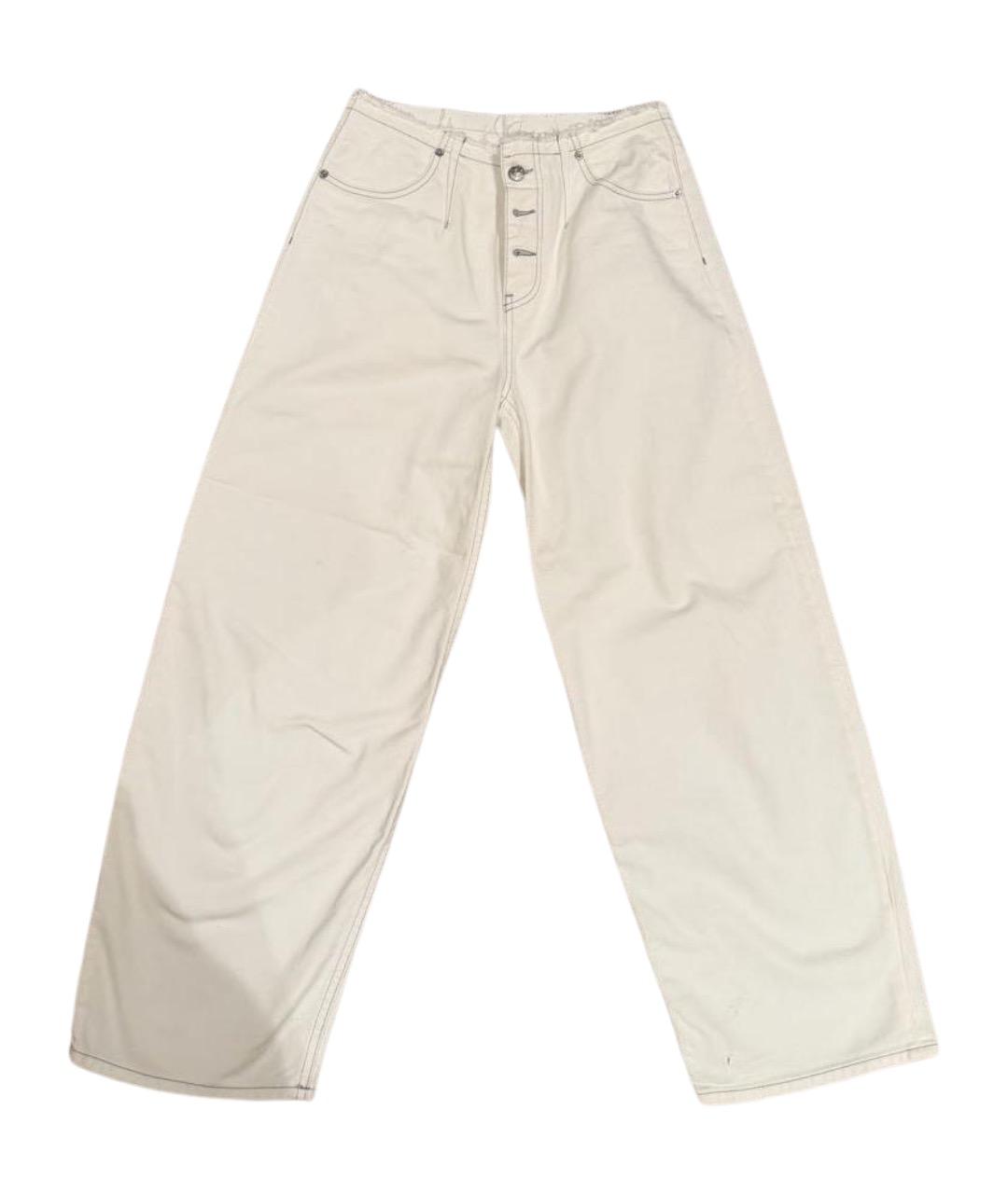 MAISON MARGIELA Белые хлопковые прямые джинсы, фото 1