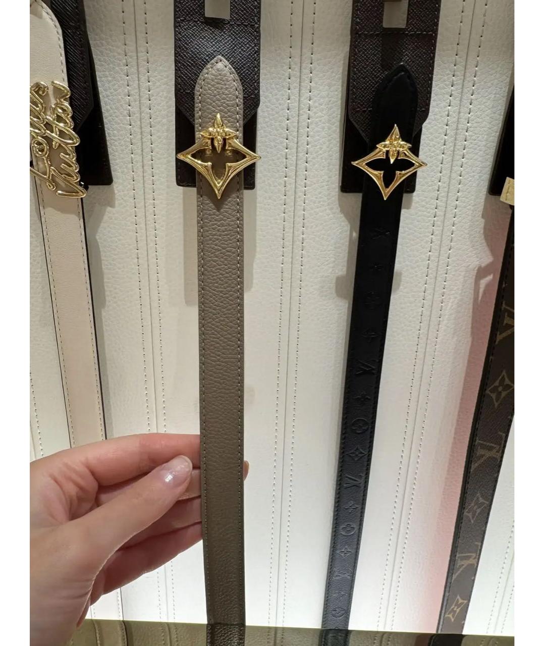 LOUIS VUITTON Бежевый кожаный ремень, фото 6