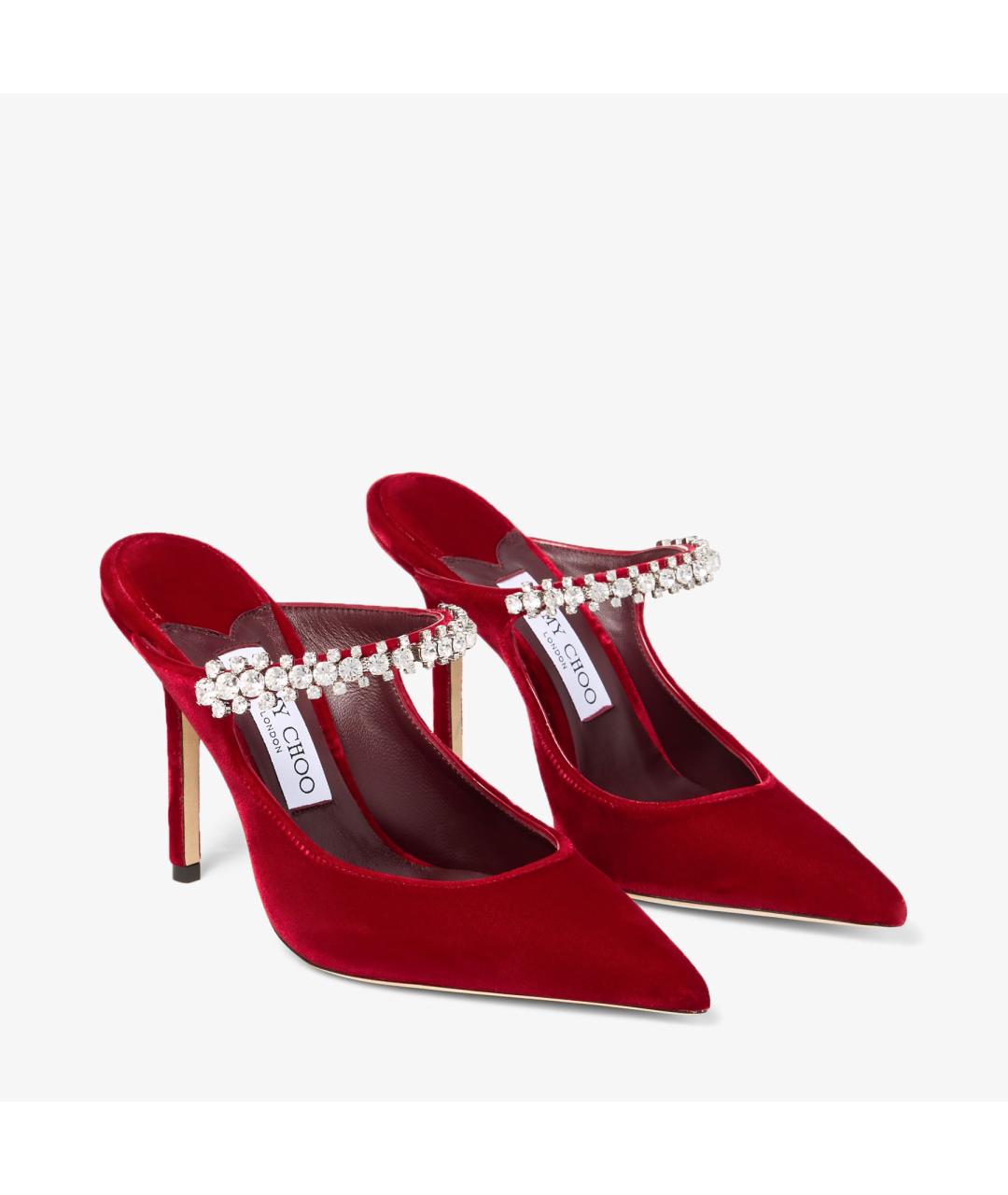 JIMMY CHOO Красные кожаные мюли, фото 3