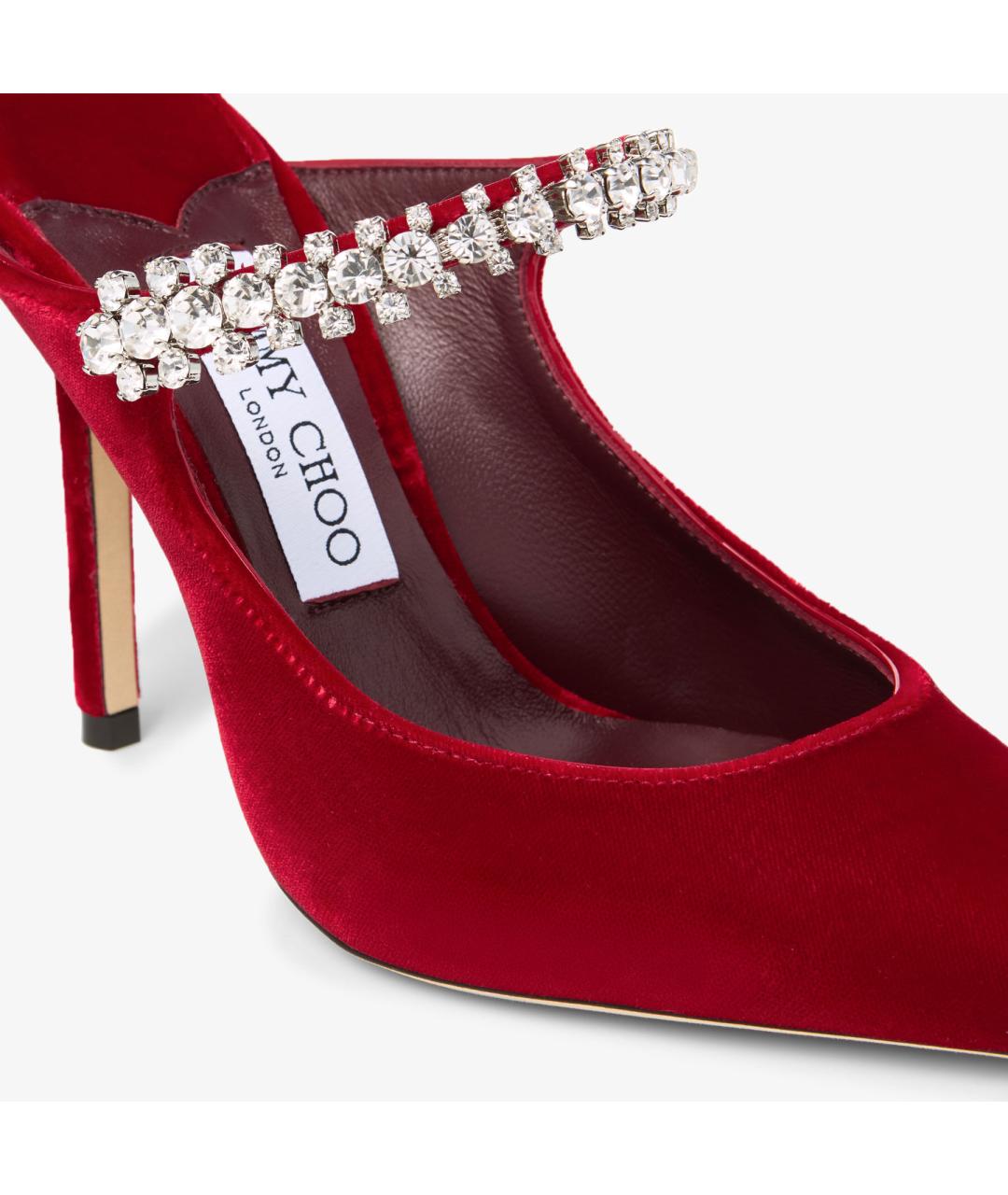 JIMMY CHOO Красные кожаные мюли, фото 4