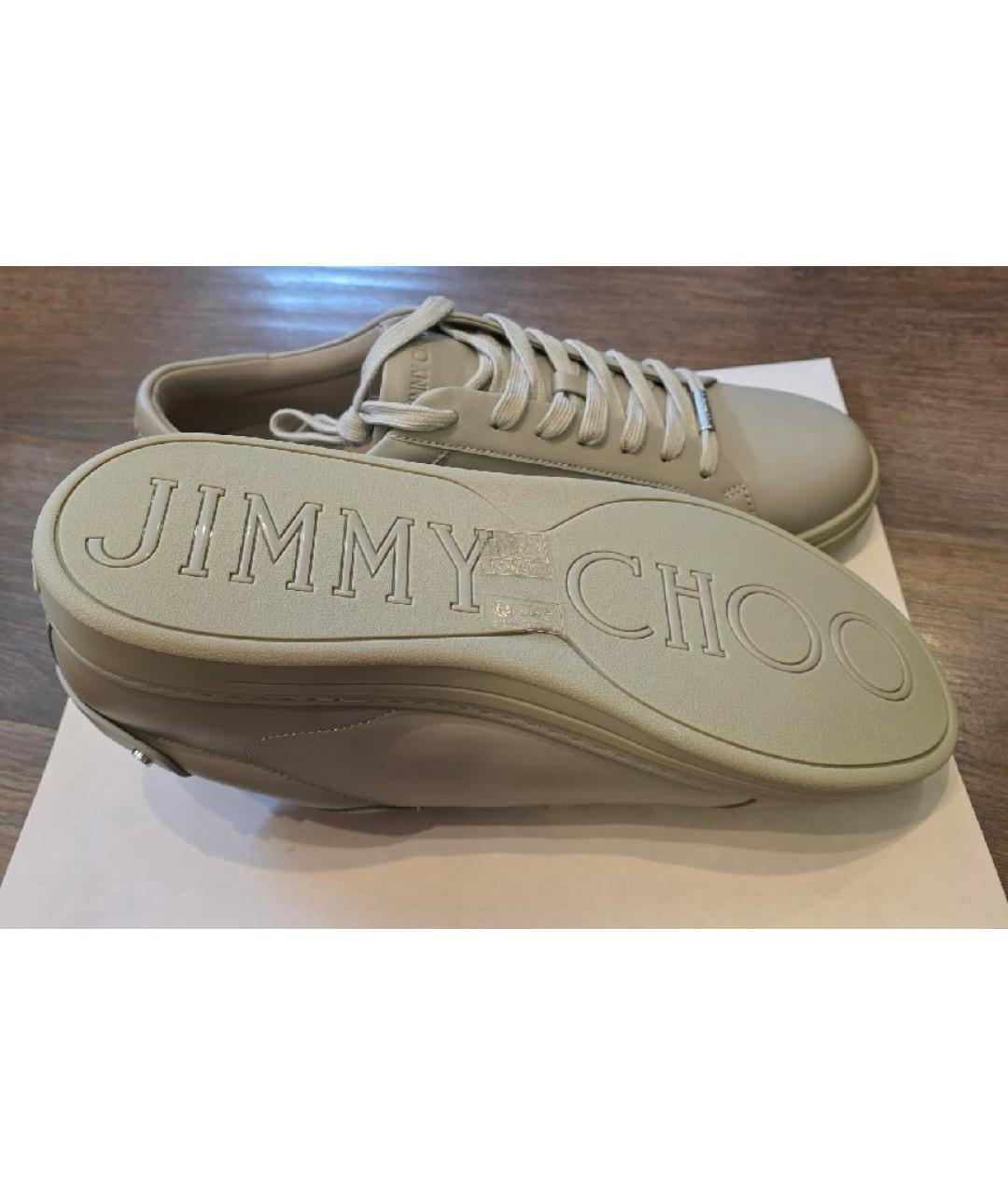 JIMMY CHOO Бежевые кожаные низкие кроссовки / кеды, фото 3