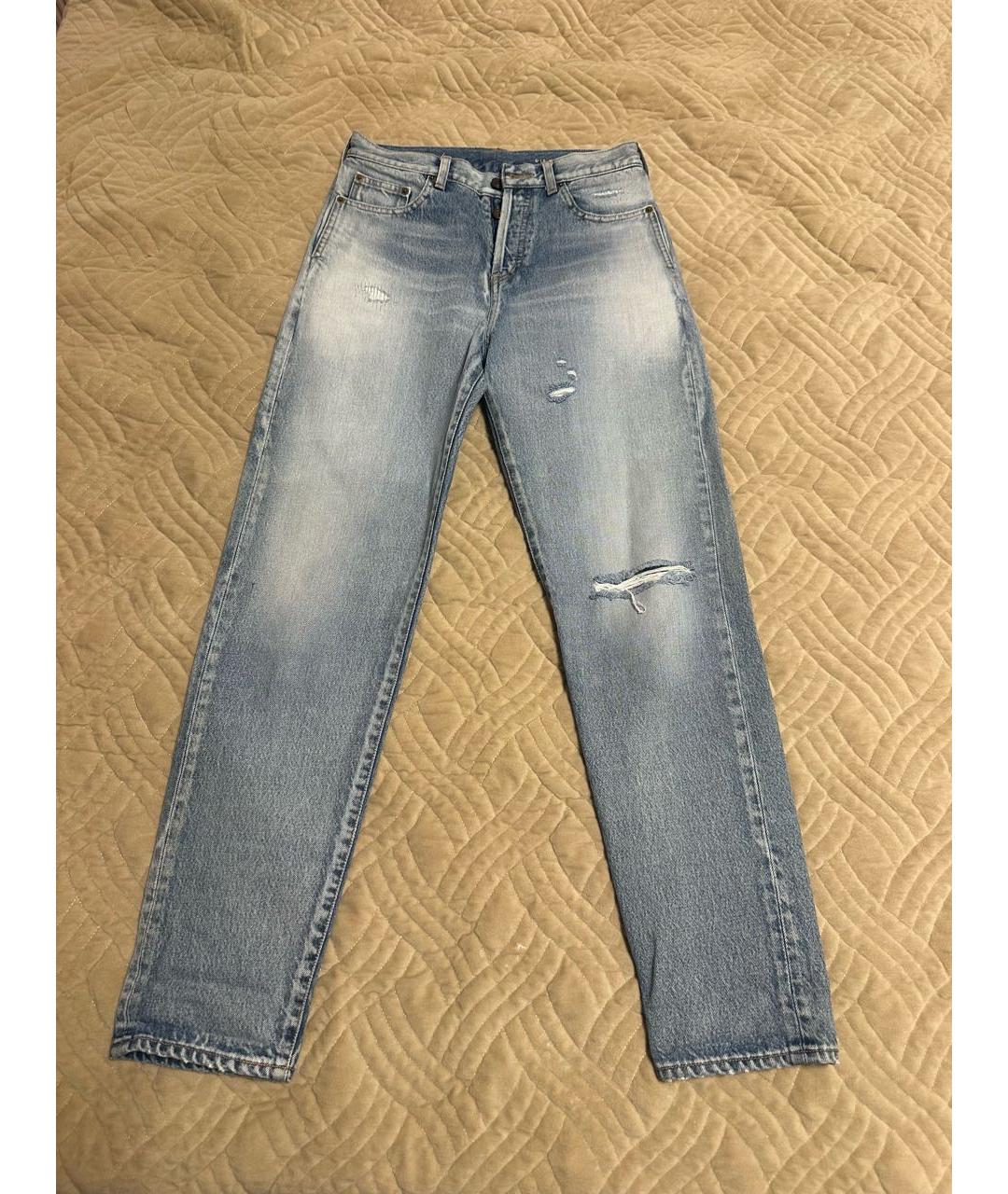 SAINT LAURENT Синие хлопковые прямые джинсы, фото 4