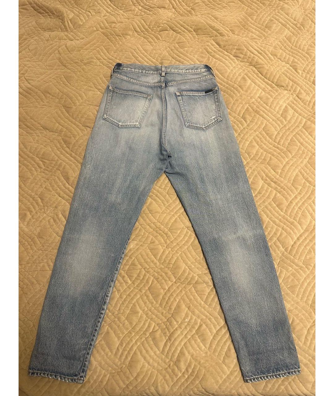 SAINT LAURENT Синие хлопковые прямые джинсы, фото 2