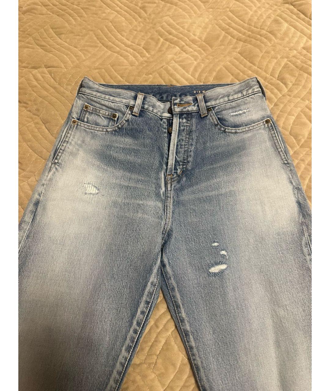 SAINT LAURENT Синие хлопковые прямые джинсы, фото 3