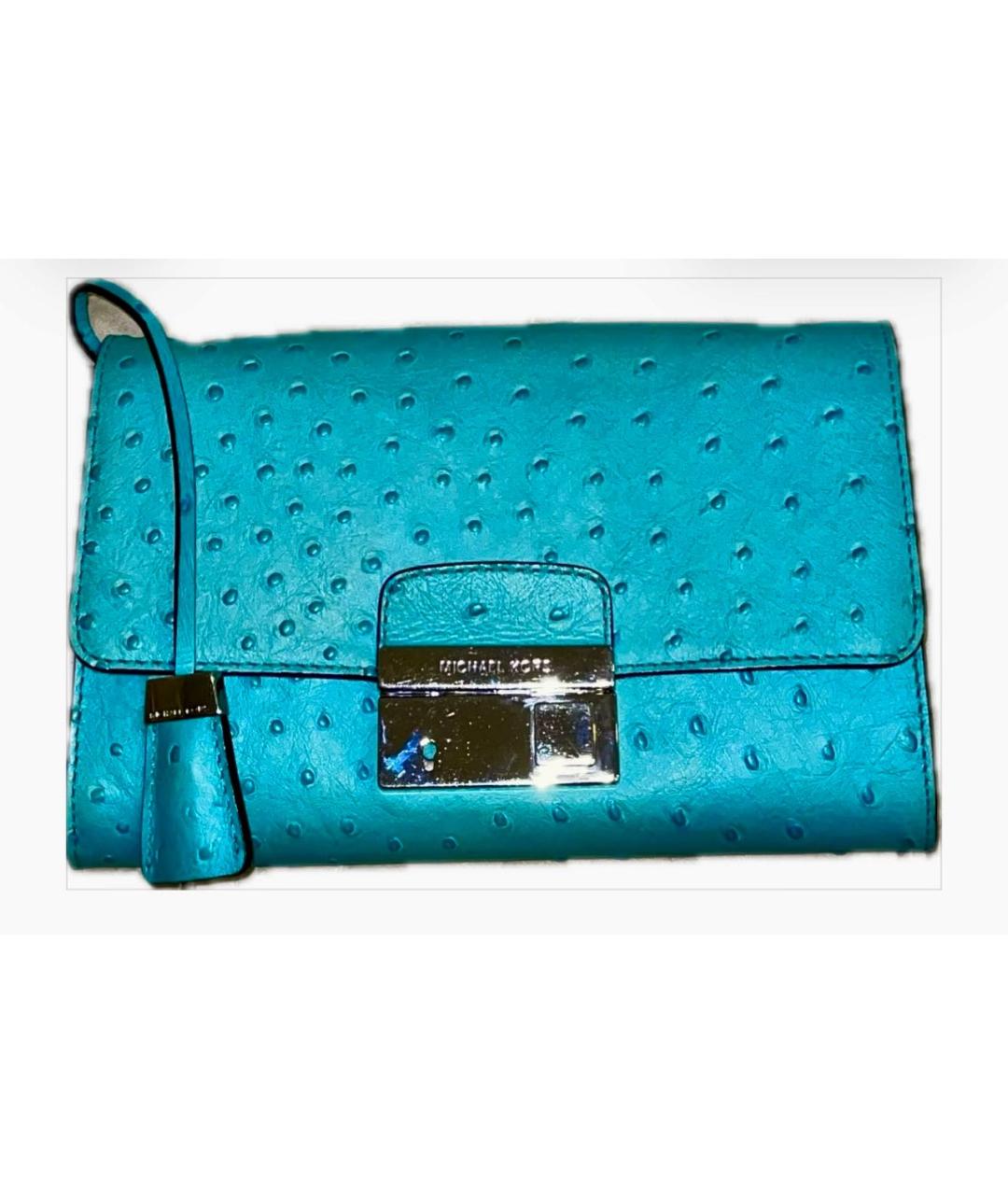 MICHAEL KORS Бирюзовая сумка через плечо из экзотической кожи, фото 8